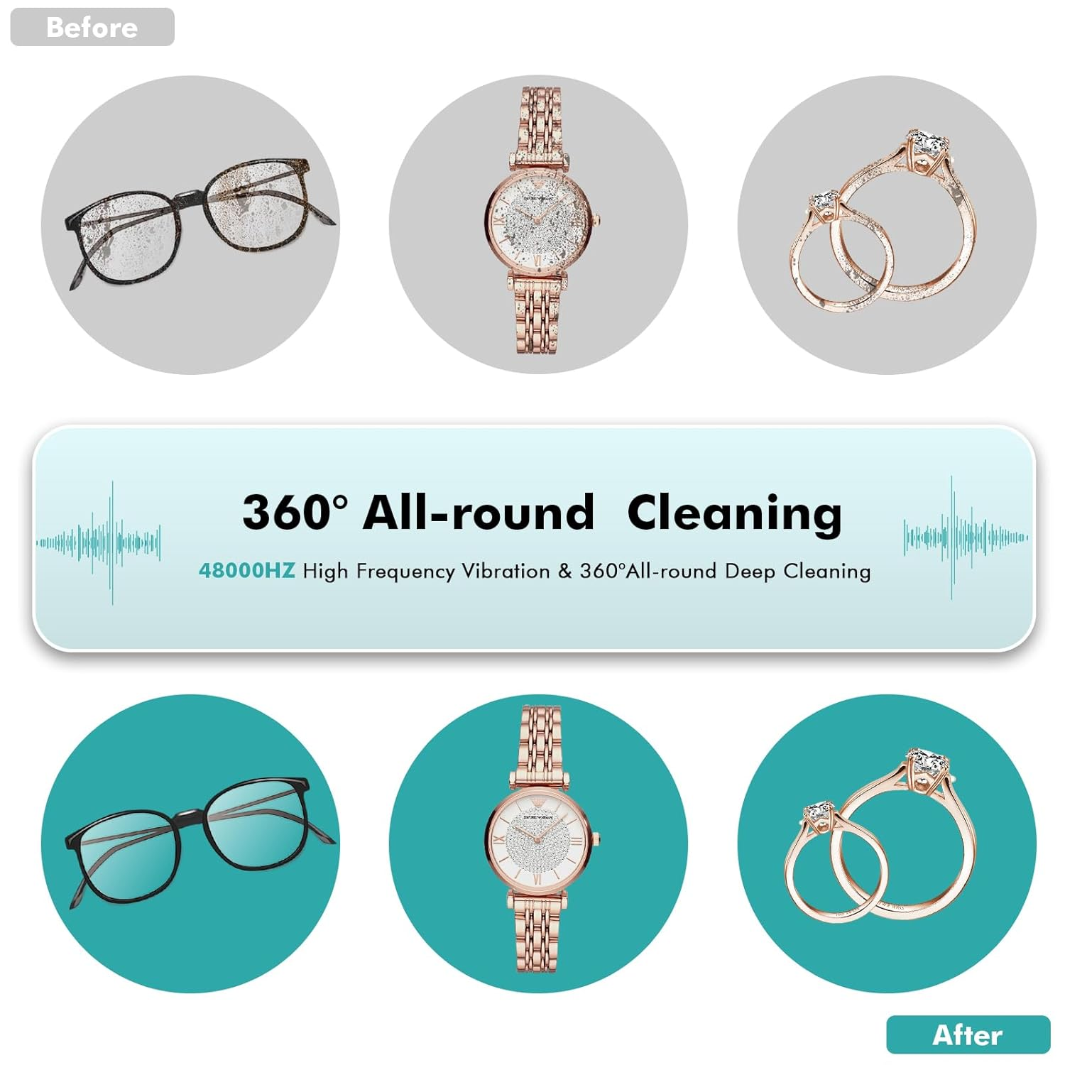 Ultrasonic Cleaning Device 48 Khz Ultrasonic Cleaning Device Glasses 640 Ml Ultrasonic Cleaner 40 W Jewellery Cleaner Ultrasonic Glasses Cleaner Ultrasonic Device for Jewellery Dentures image number 5