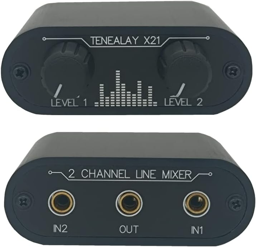 TENEALAY 2 Way Audio Mixer 3.5Mm Un-Powered Mixer, 2 to 1 Stereo Aux 3.5Mm Line Levels Control Box Mini Passive Mixer X21 image number 4