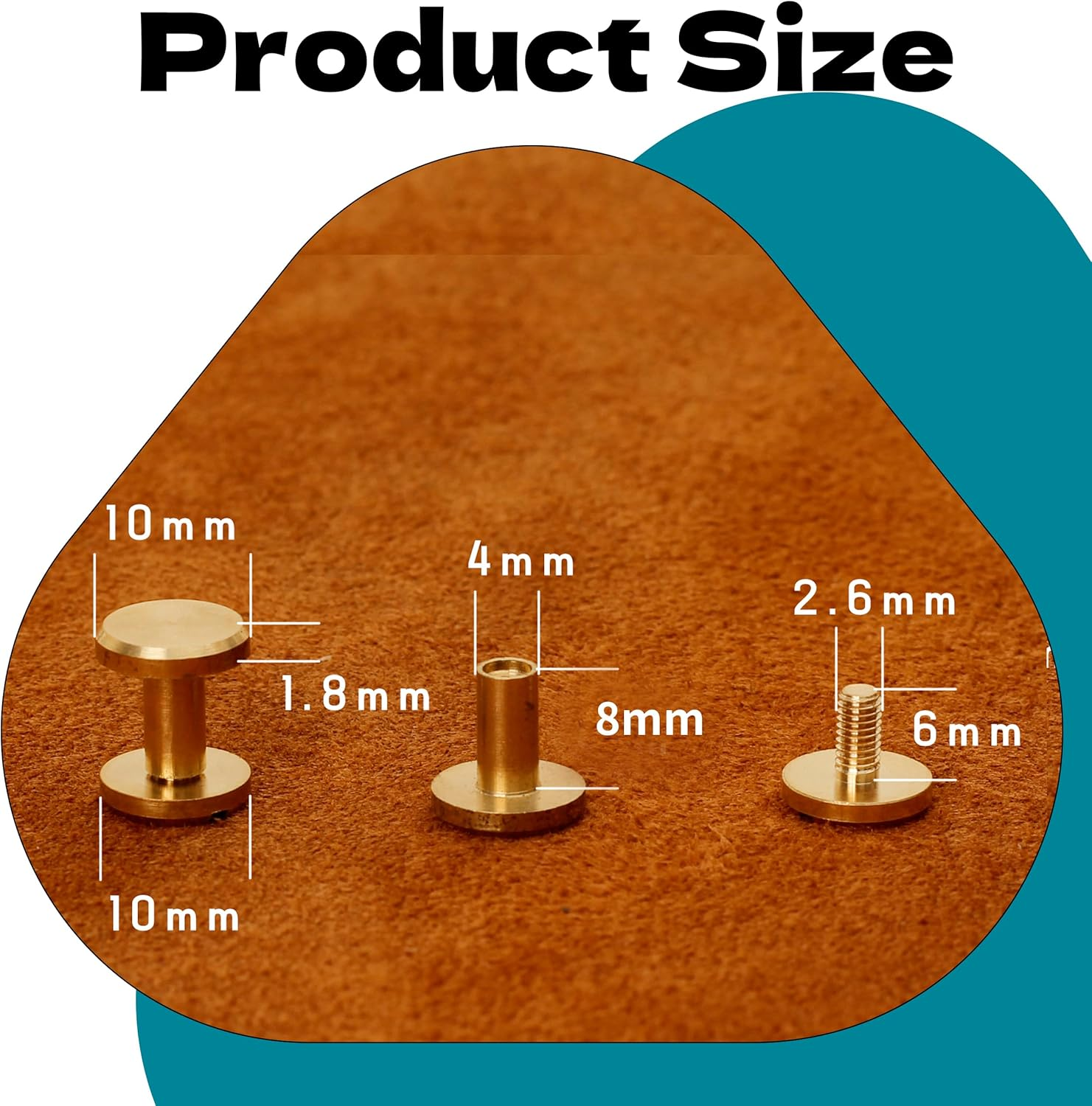 Brass Chicago Screws 10&times;4&times;8Mm 20Pack Rivets Bookbinding Stud Screws Nail Rivet Flat Head Screwing Fasteners Screw Posts Chicago Screw DIY Purse Collar Belt Shoes Case Jean Leather