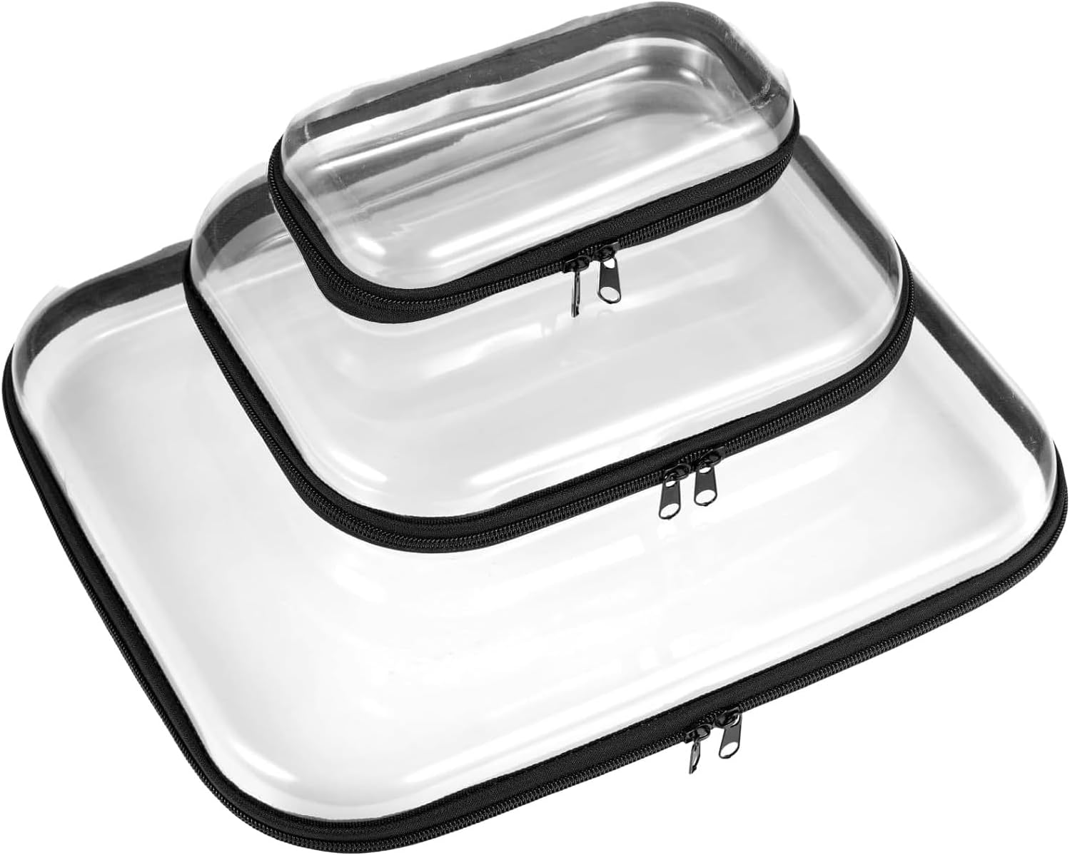 CHONYI 3PCS Clear Organizer Bags,Hard Sided Clear Zipper Case for Storage,Toy Bins Zipper Toiletry Pouches Travel Organizer Snacks Cosmetics (Black) image number 5