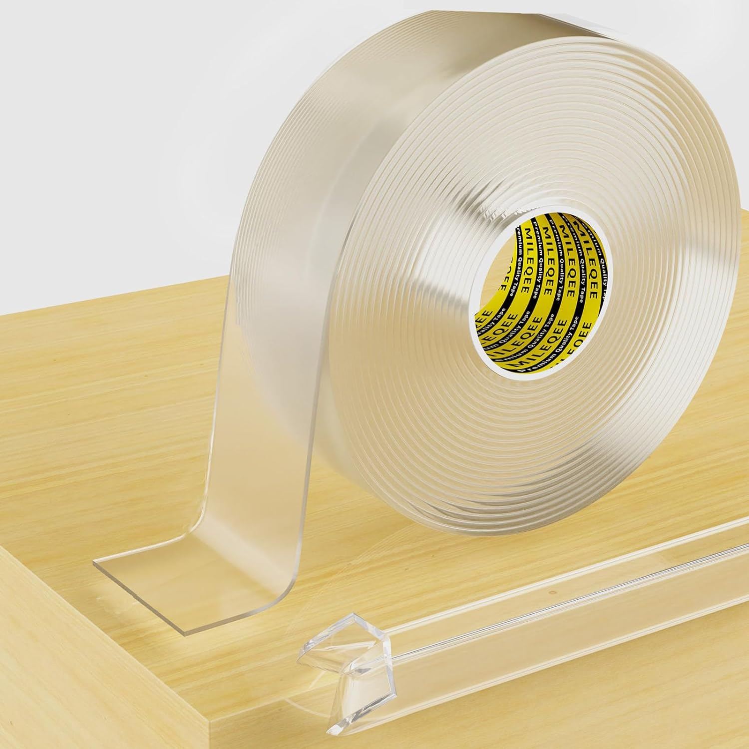 Clear Edge Protector Strip, 1.18In X 16.4FT, Sharp Edge Wrap Cover Tape, Self Adhesive Protective Bumper Guards for Cabinet Door Desk Glass Table Bed Furniture, Kitchen Countertop, Waterproof image number 4