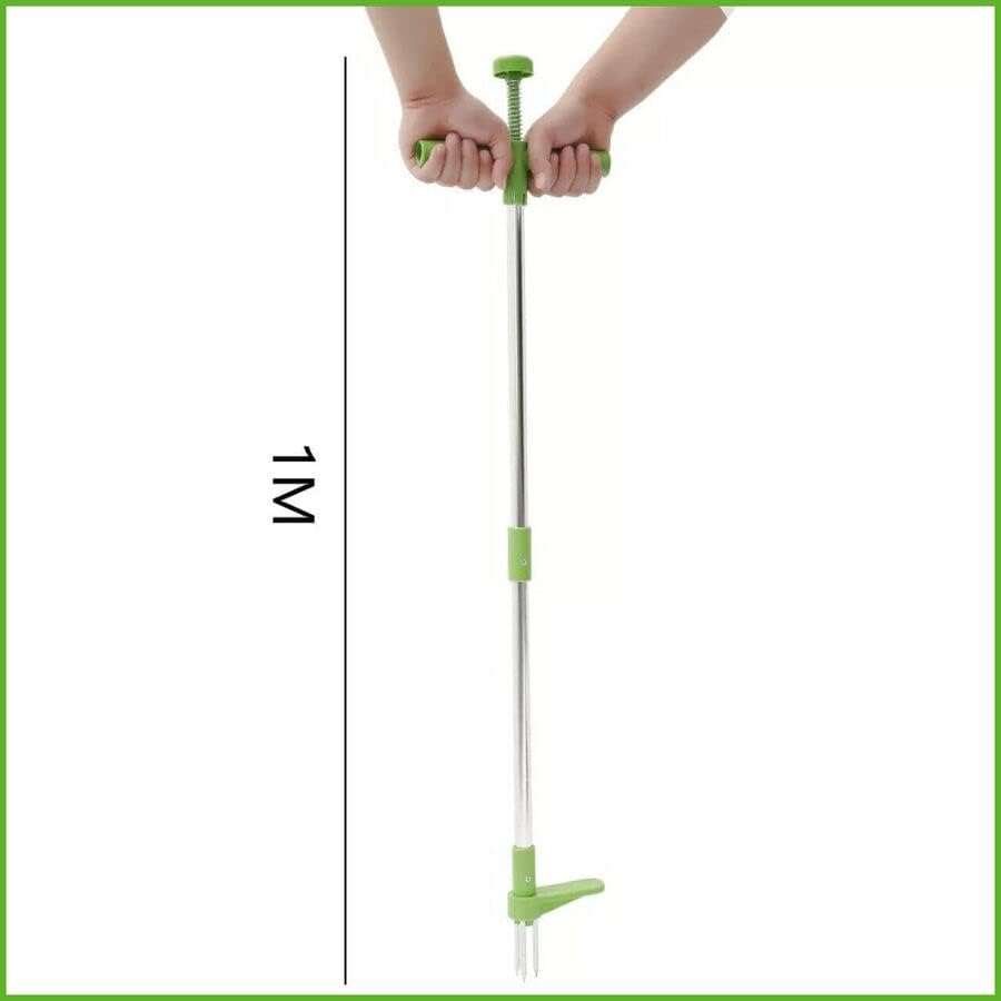 Weed Puller Stand-Up Weeder Weed Puller Garden Golves Claws Weeder Twister Twist Pull Lawn Root Remover Tool - No Chemical Lawn Care Tool, Silver & Green image number 2