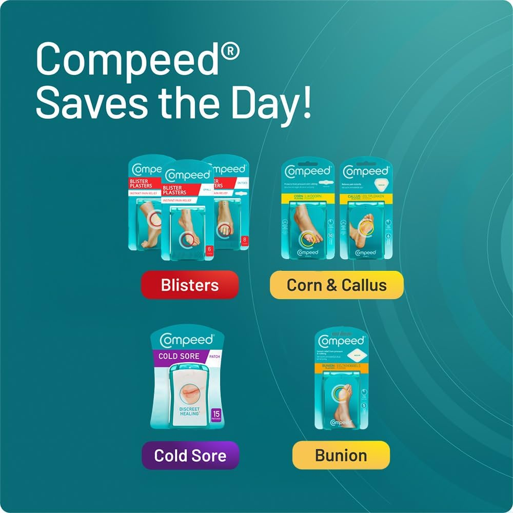 Compeed Medium Size Blister Plasters, 5 Hydrocolloid Plasters, Foot Treatment, Fast Pain Relieve, Dimensions: 4.2Cm X 6.8Cm image number 1