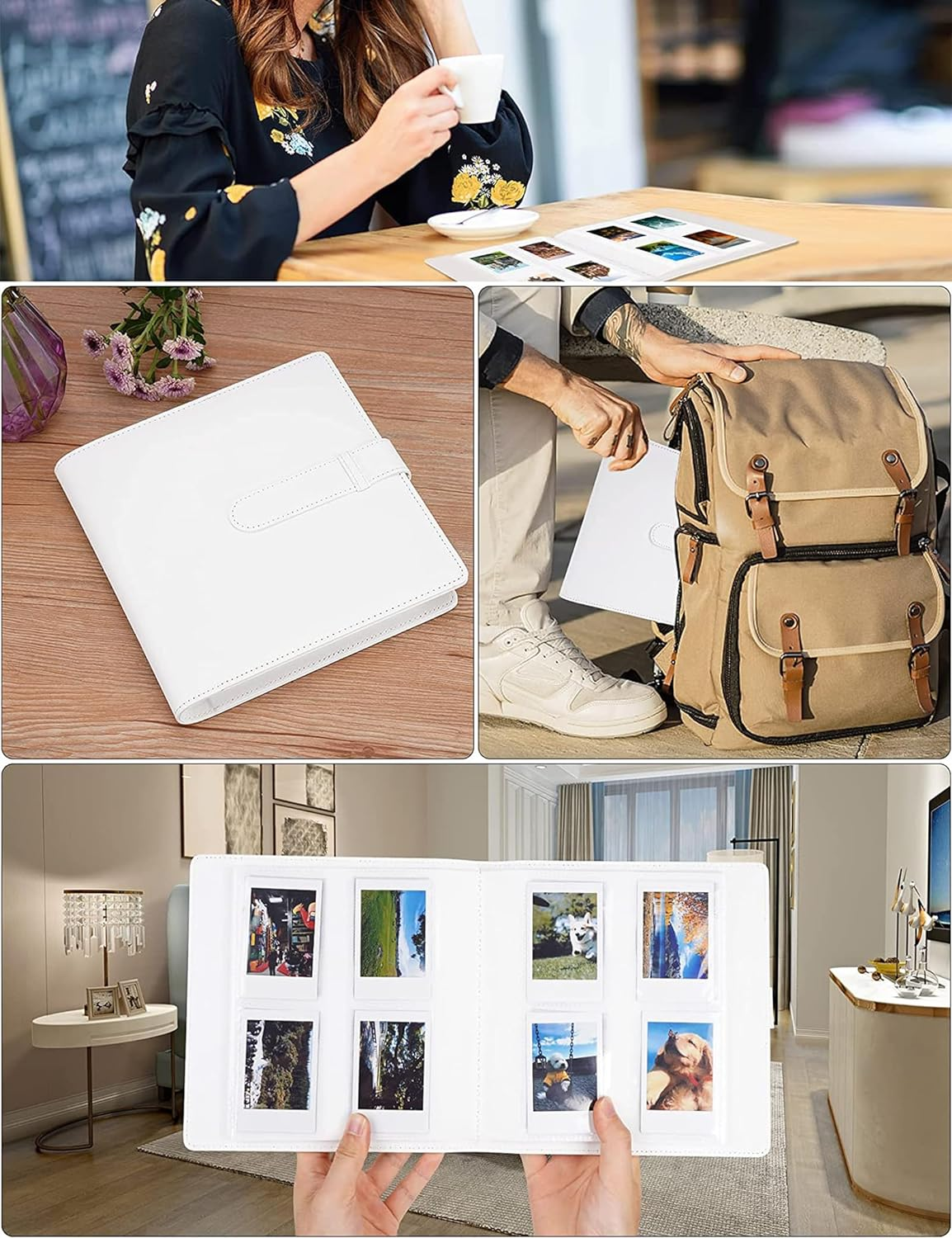 256 Pockets Mini Instant Photo Album, Picture Case for Fujifilm Instax Film 7 8 9 11, PU Leather Photo Wallet Album, Photo Album with 3 Inch Card Binder, Family Albums for Christmas, Wedding (Purple)