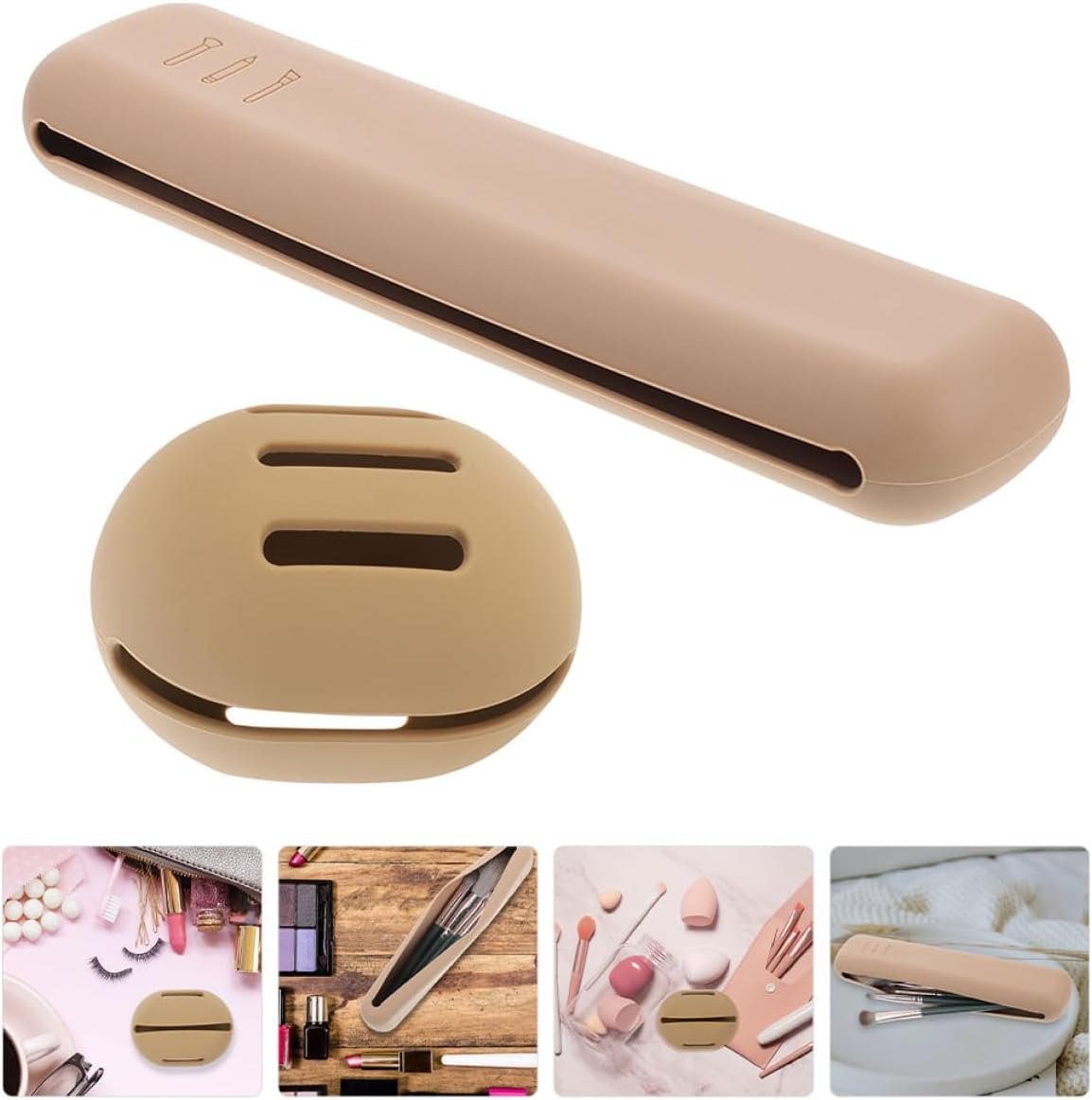 BCOATH Breathable Cosmetic Egg Container Silicone Makeup Sponge Holder with Travel Storage Pouch Powder Puff Organizer for Makeup Supplies for Women image number 3