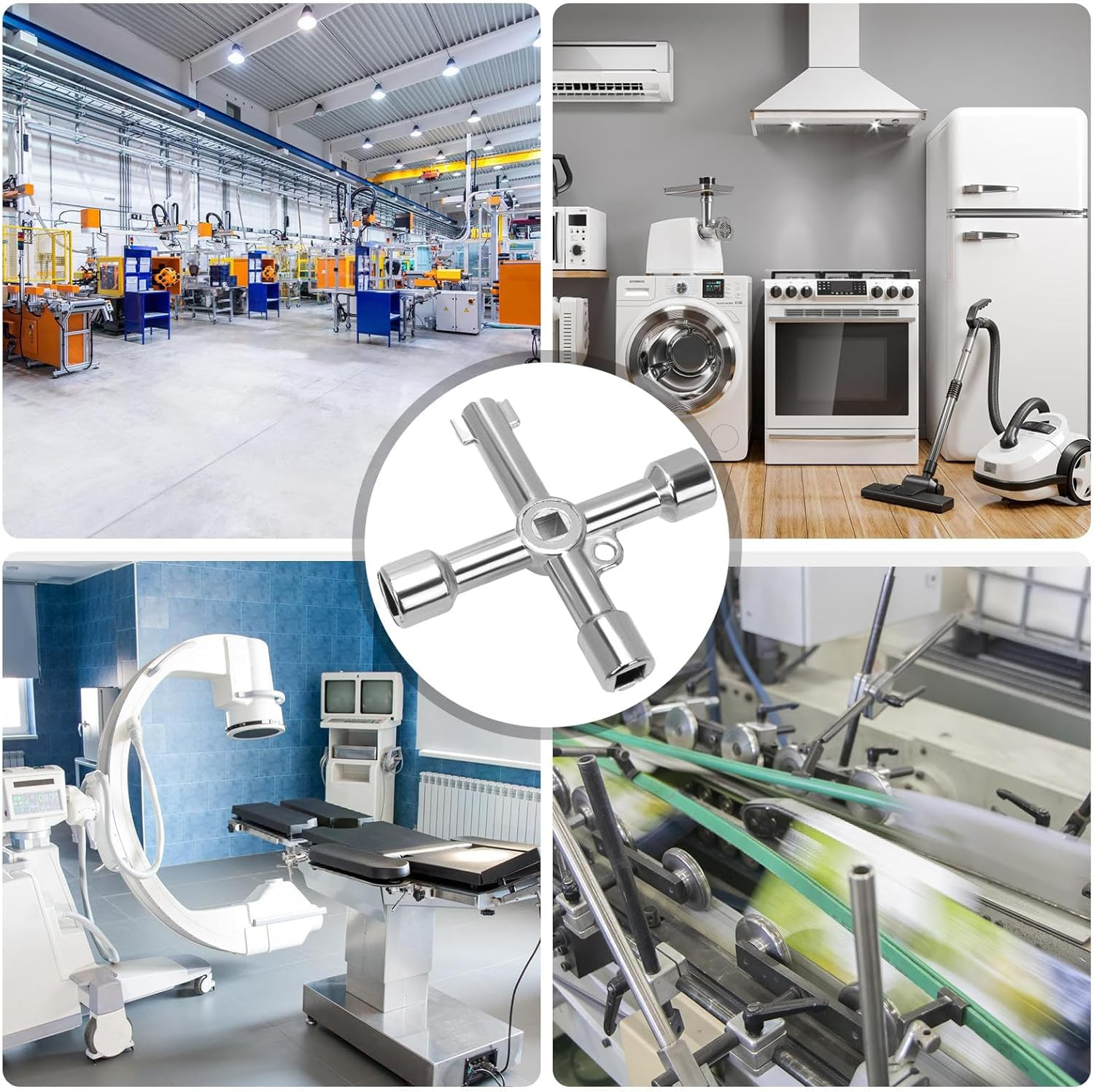 Fogcosy 1 PCS Panel Key - Electric Box Key, 4 Way 4 in 1 Utilities Keys, Triangle/Square/Panel Cross Keys for Faucet,Gas,Meter,Valve,Spigots,Electrical Cabinet Opening image number 2