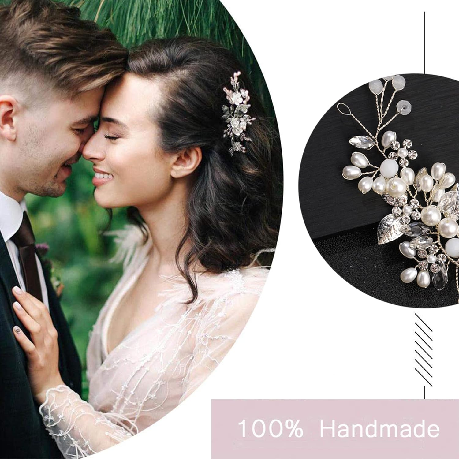 Brateuanoii Silver Crystal Headband, Flower Leaf Headpiece, Wedding Hair Accessories for Bridal, Hair Accessories for Women and Girls