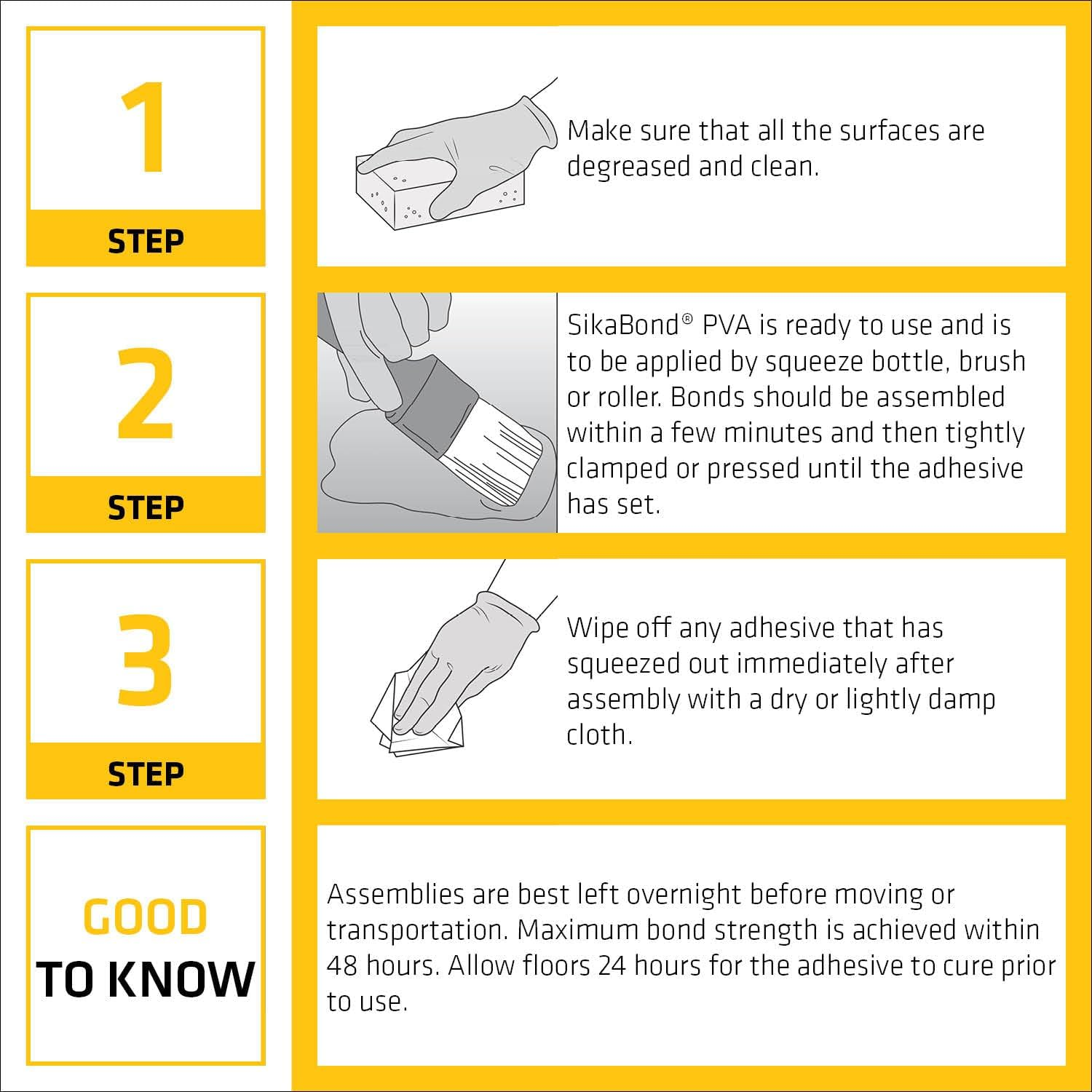 SIKA - Wood Adhesive - Sikabond PVA - White - Wood Working Glue - Interior and Exterior - Flexible Permanent Bonding - 500Ml image number 2