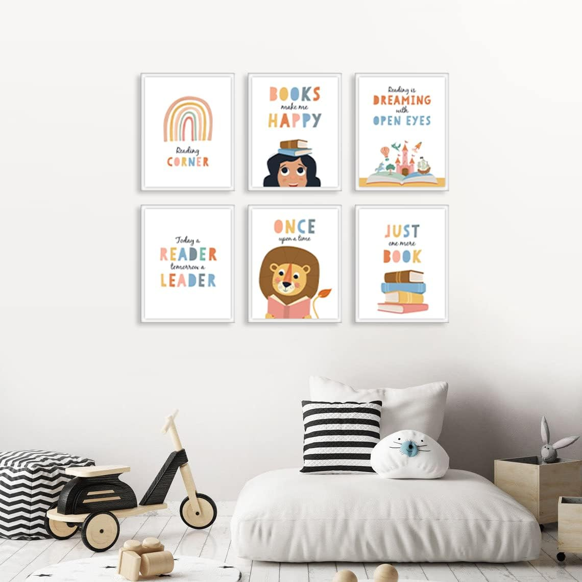 W.O.W.A - Set of 6 Inspirational Reading Quotes Wall Art for Kids' Spaces - Library Decor, Playroom Decorations, Nursery Wall Art, and Playroom Signs (8"X10", UNFRAMED) - Educational image number 6