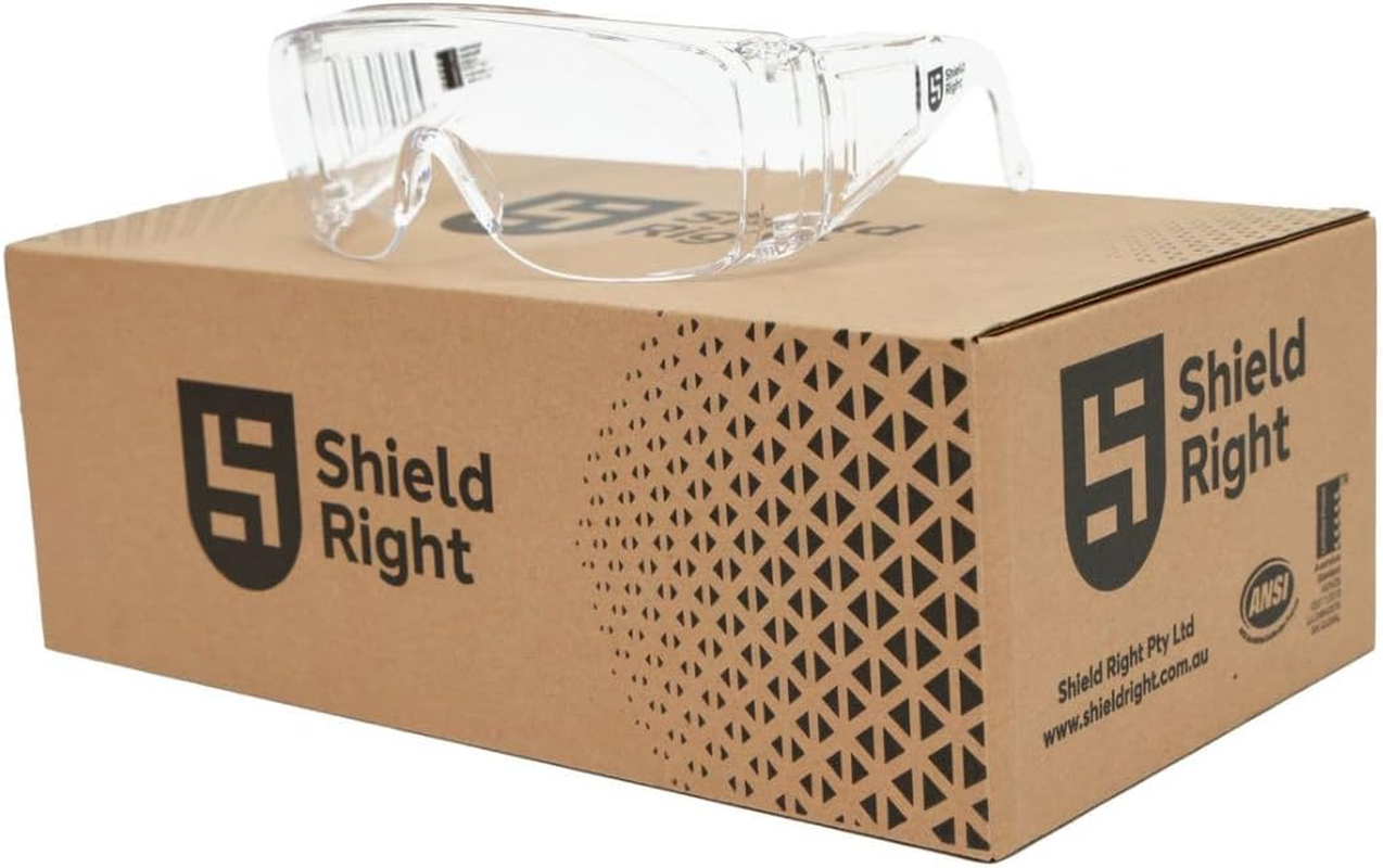 Shield Right Visitor Safety Glasses, 12 Pack over Eyeglasses, Anti-Fog & Scratch Resistant, AS/NZS 1337.1:2010 Safety Glasses over Glasses Eye Protection image number 2