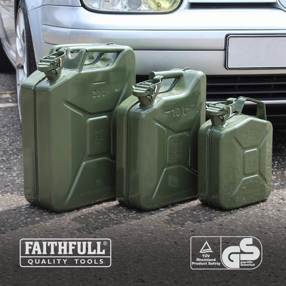 Faithfull FAIAUJERRY20 20 Litre Metal Jerry Can UN App, GS TUV Certified - Green image number 3