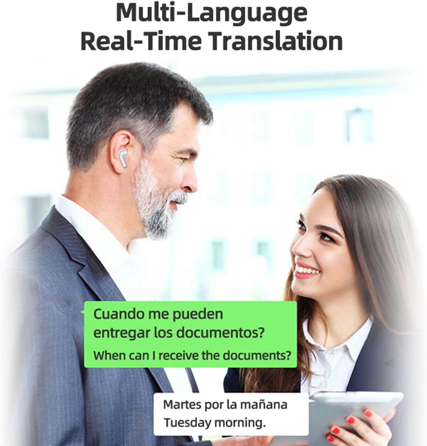 Language Translator Earbuds, 144-Language Real-Time Two-Way In-Ear Earbuds, Translating with App for Ios and Android image number 2