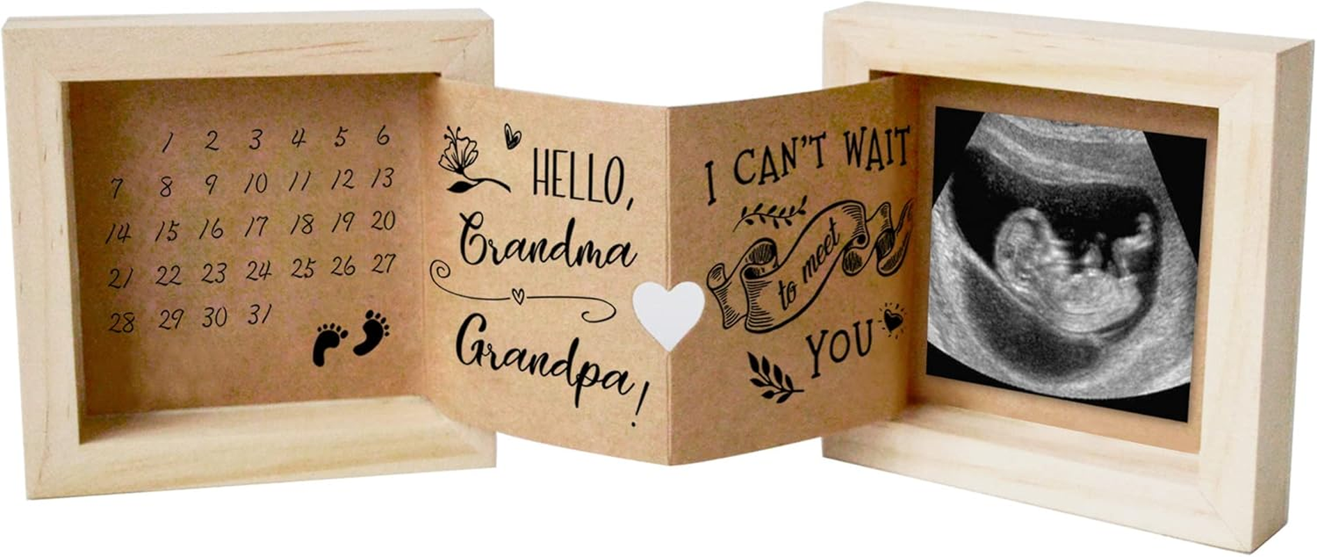 Yudarte First Time Grandparents Keepsake Gifts - Pregnancy Announcement for Grandma and Grandpa - Grandparents Baby Announcement Sonogram Ultrasound Picture Box image number 1