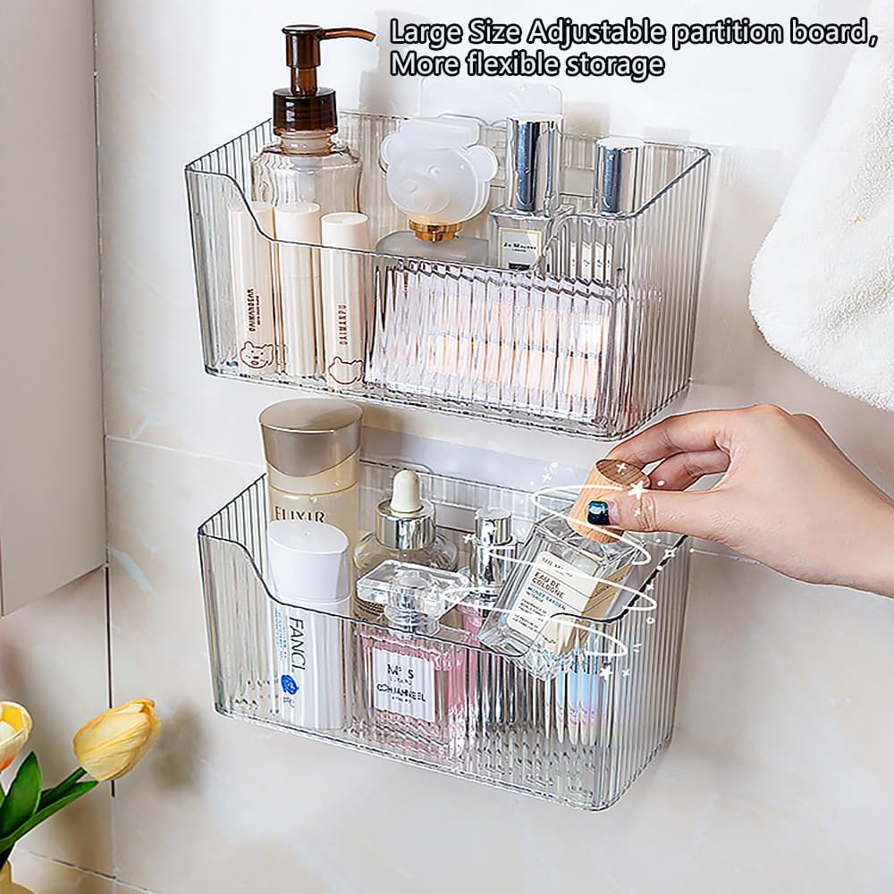 Pack of 2 Kitchen Cabinet Door Storage Box, Self-Adhesive Wall Mounted Storage Box, Cupboard/Bathroom/Fridge Small Items Organiser Storage Box