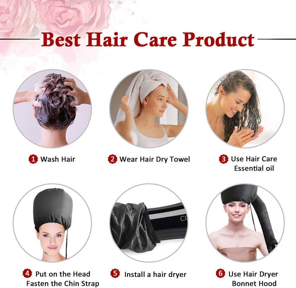 Bonnet Hood Hairdryer Attachment - Upgraded Hair Dryer Bonnet with Chin Strap and Longer Extended Hose More Easy to Enjoy Styling, Curling and Hair Deep Conditioning, Free Carrying Case Hooded Dryer. image number 1