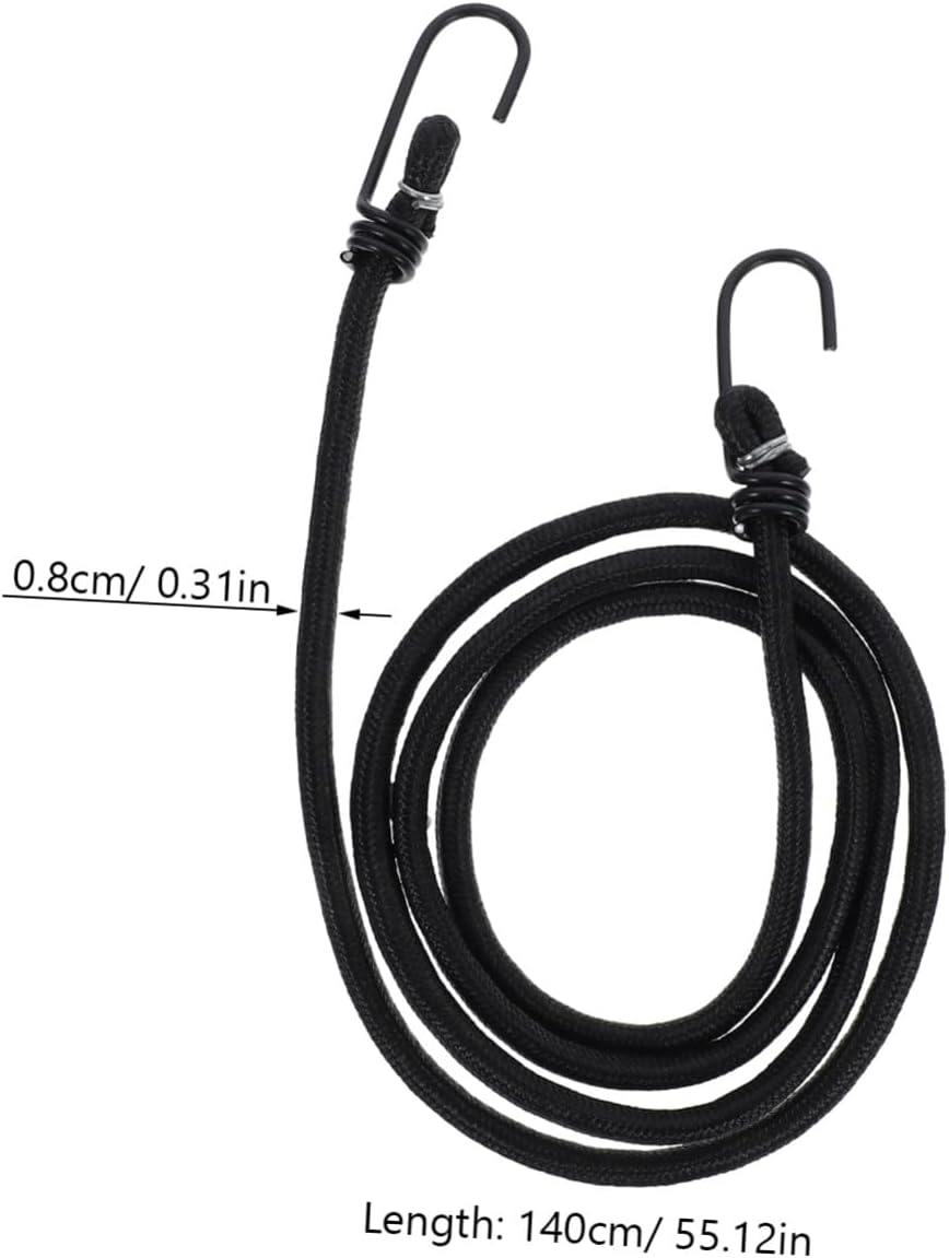 HOLIDYOYO Bicycle Luggage Bungee Cord with Hooks, Heavy Duty Elastic Bike Rack Strap, High-Elastic Rubber Tie for Mountain and Fixed Gear Bikes, Black for Camping Travel Secure image number 4