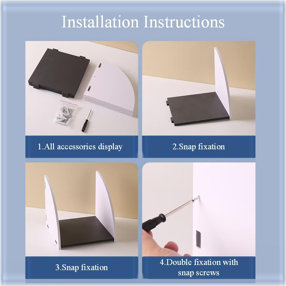 5-Tier PVC Wall-Mounted Corner Floating Bookshelf, Wall Storage Rack - 33-Inch L-Shaped Design Shelf, Suitable for Living Room, Bedroom, Bathroom, Home Office, Shelves (Black) image number 4