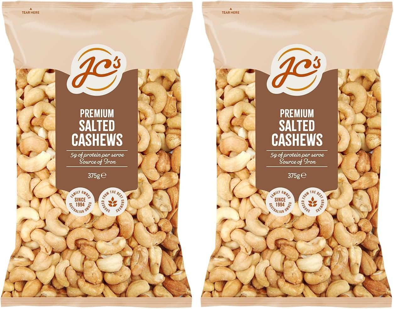 J.C.'S Quality Foods Premium Salted Cashews 375G image number 1