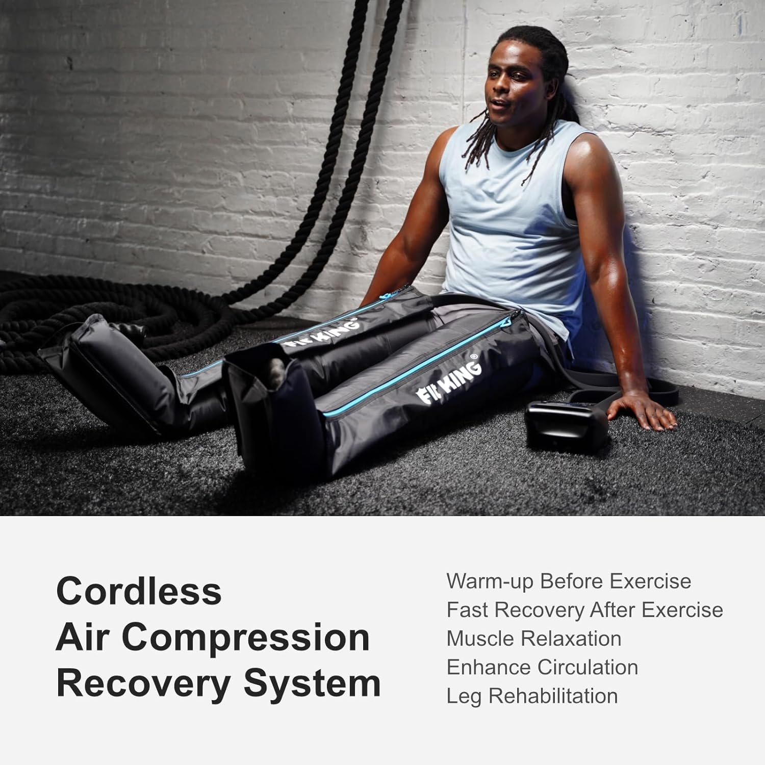 FIT KING Air Compression Recovery System, Cordless Full Leg Massage Boots, Sequential Compression for Circulation Improvement and Fast Recovery, Zone Massage Optional (Small) image number 6