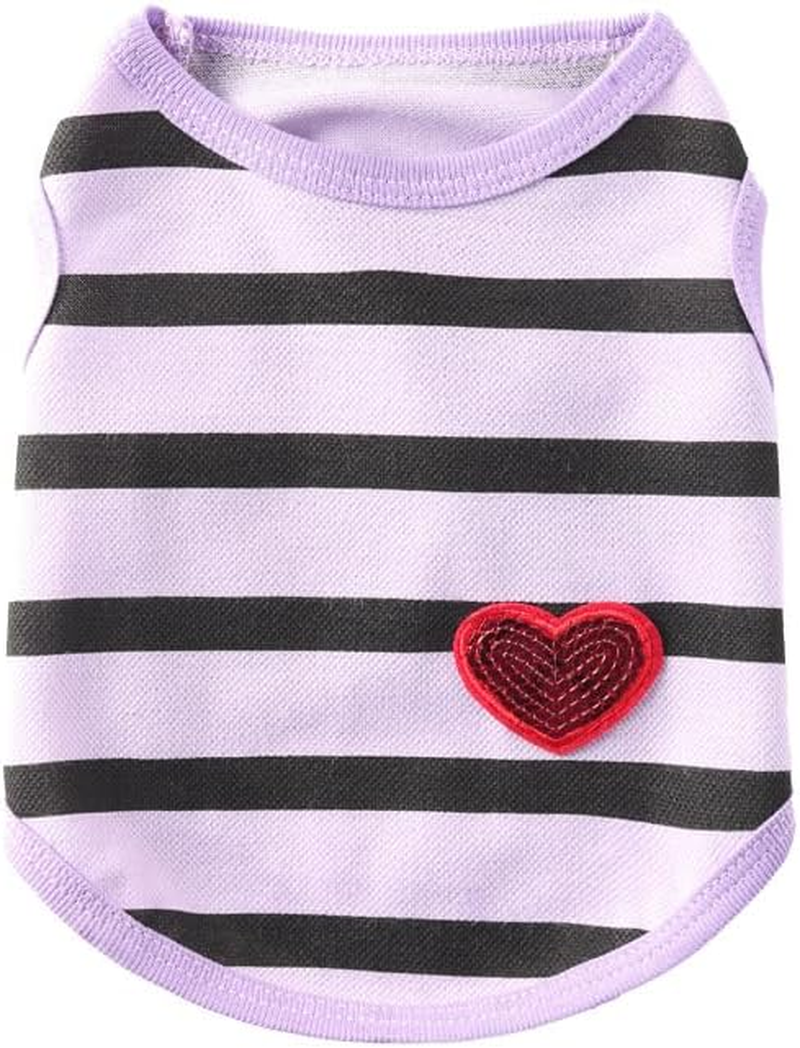 Dog Shirts for Dogs, Striped T-Shirts Pets Vest Pet Apparel Tee Shirts Dog Tank Top Spring Summer (Purple, M) image number 1