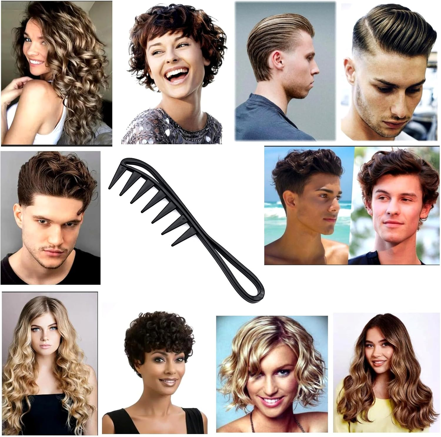 JZK 2 X Extra Wide Tooth Combs for Wavy/Curly Hair, Texture Pompadour Slickback Detangling Comb for Men and Women, Shark Tooth Hair Comb for Curls image number 3