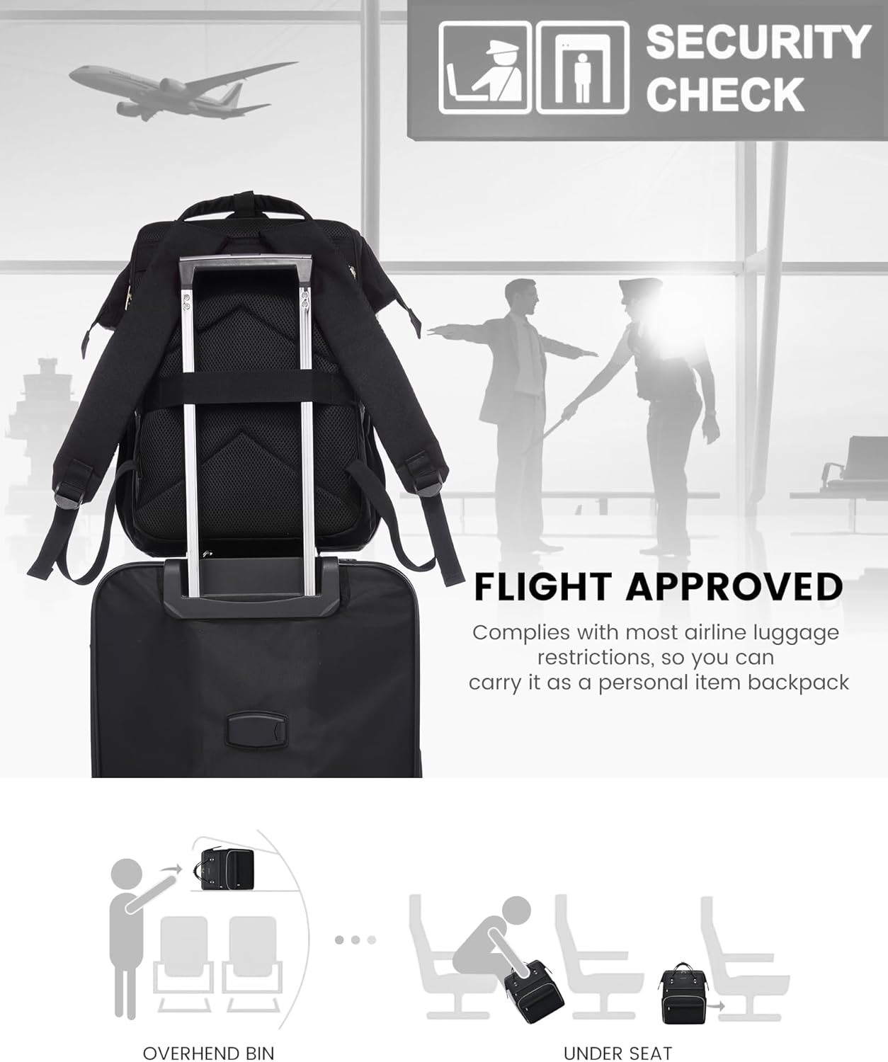 LOVEVOOK Laptop Backpack for Women, Travel with Compartment, Water Resistant Teacher Nurse Backpack, Anti-Theft Back Pack Charger Work Doctor, 15.6-Inch, Black image number 4