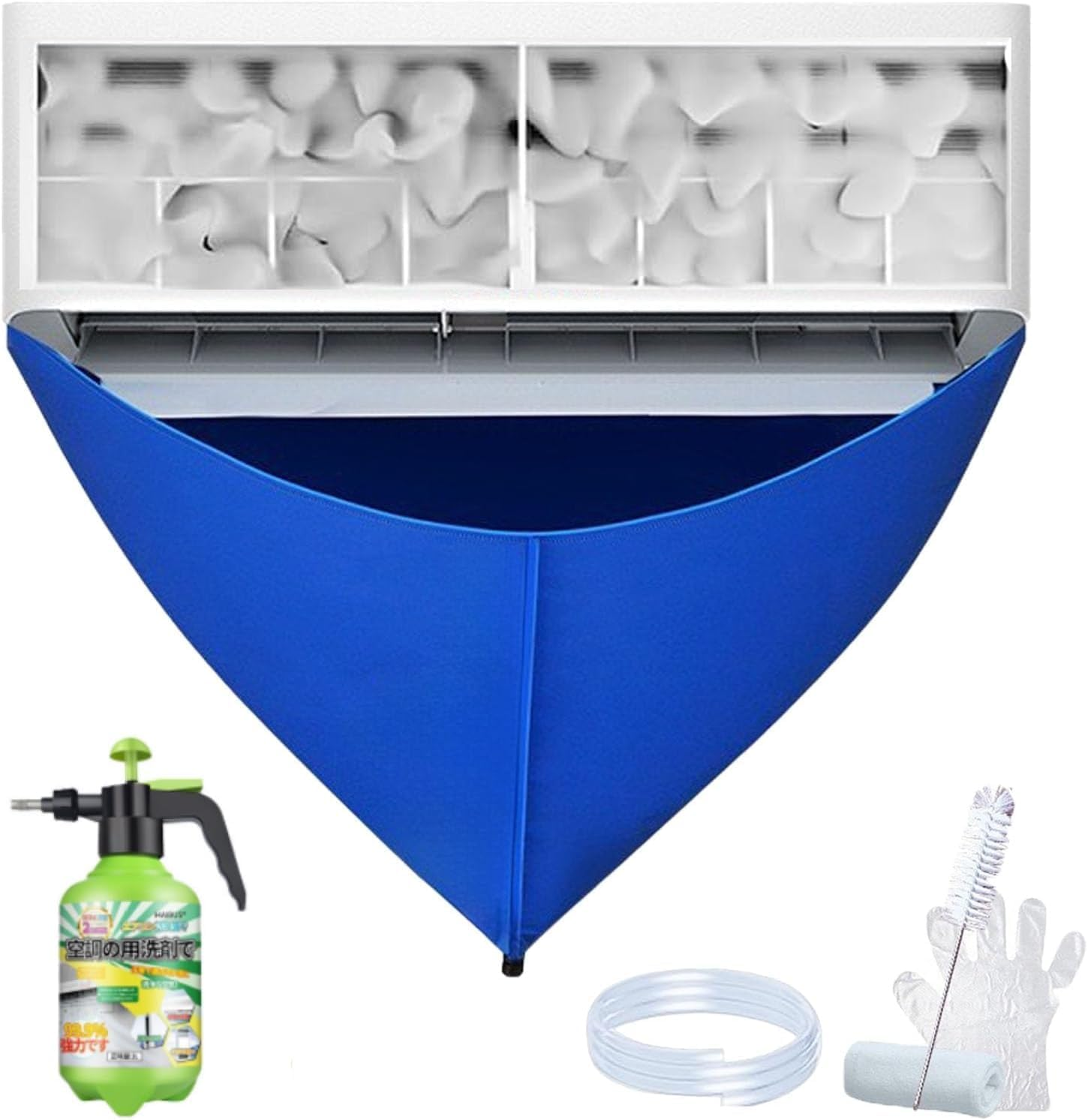 MILIOG 7Pcs Mini Split Cleaning Kit Bag with 1L High Pressure Sprayer, Air Conditioner Cleaning Kit with Waterproof PVC AC Cleaning Cover Bib with Cleaning Tools, Wall Mounted Air Conditioning image number 2