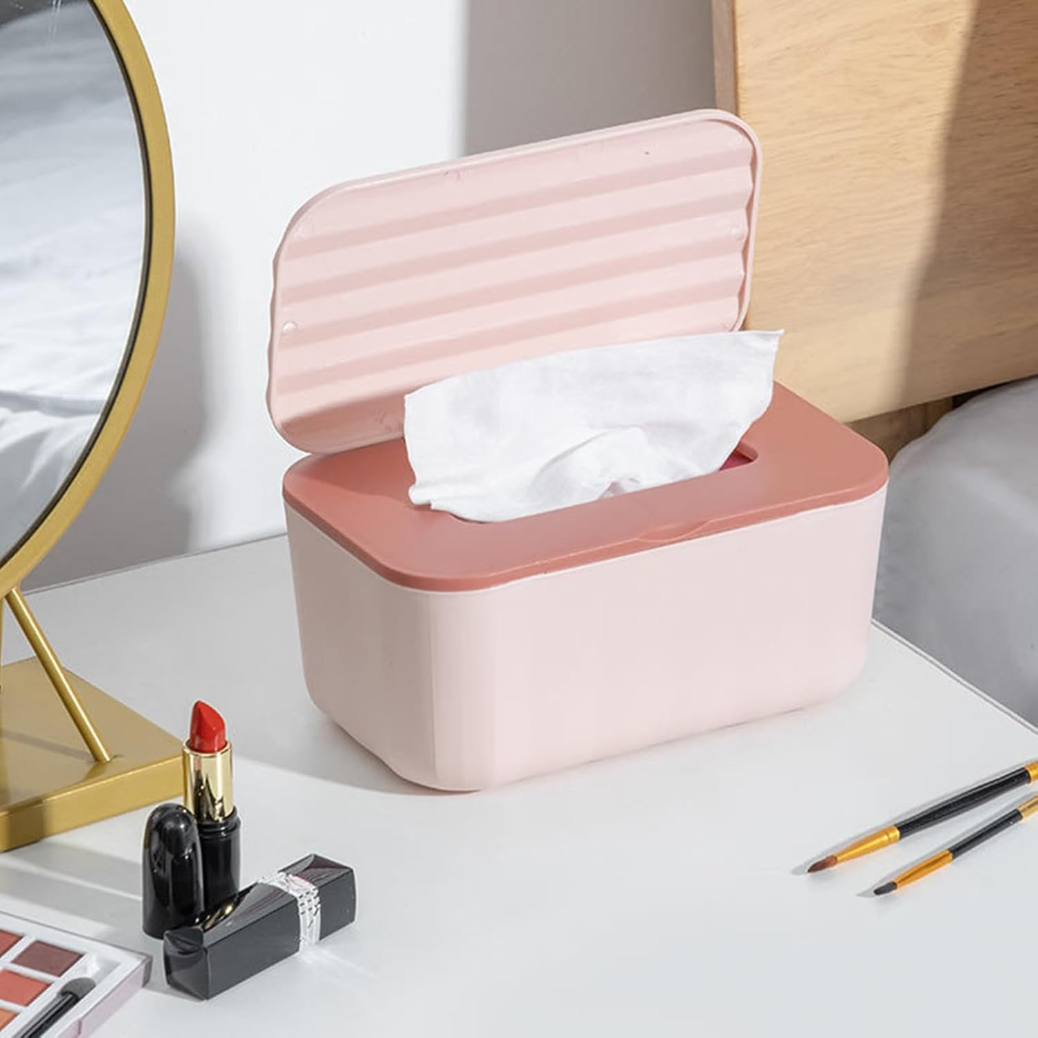 Baby Wipes Dispenser,Paper Holder Case for Bathroom - Dustproof Sealable Baby Wipe Box for Nursery Makeup Diaper Kitchen Bathroom Table Storage Travel Toilet image number 1