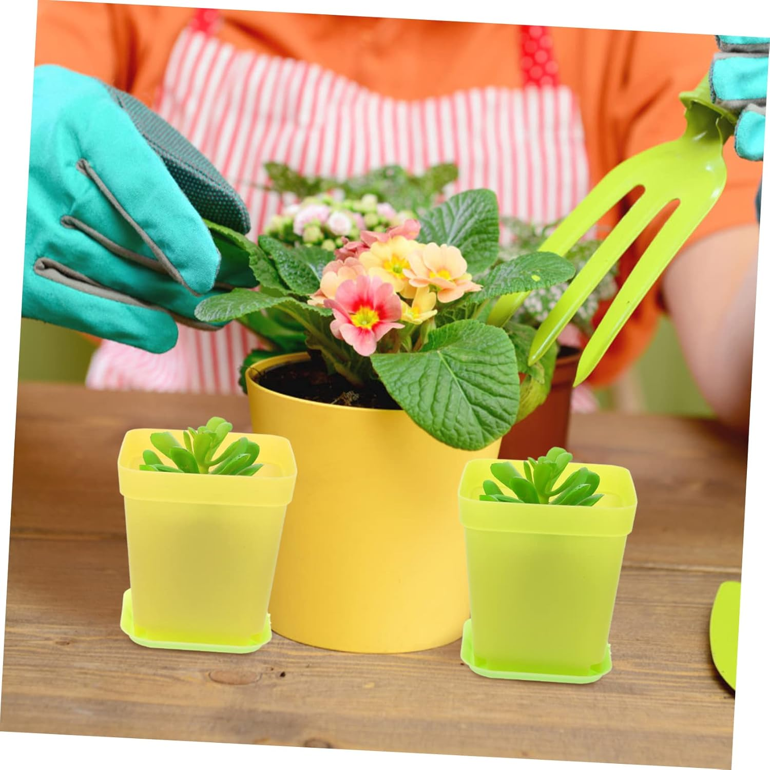 OFFSCH 18Sets Plastic Plant Nursery Pots Succulent Flower Pot for Gardening Trays for Garden Supply and Succulent Outdoor Use image number 2