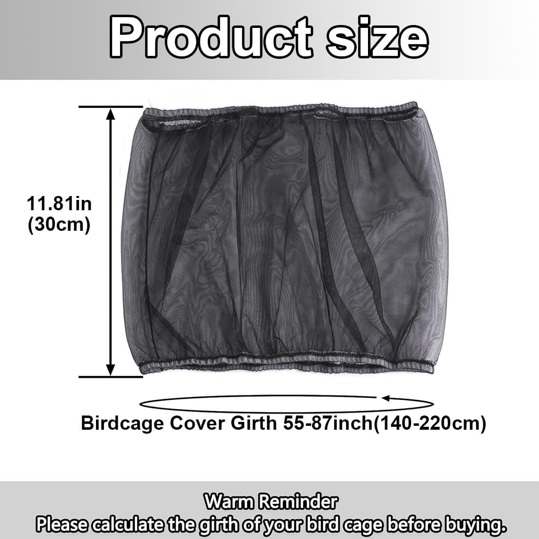 PLABBDPL Adjustable Bird Cage Cover, Extra Large Bird Cage Seed Catcher, Parrots Drawstring Bird Food Small Animals Net, Cover Skirt Guard for round Square Cages, 2 Pieces, Black image number 4
