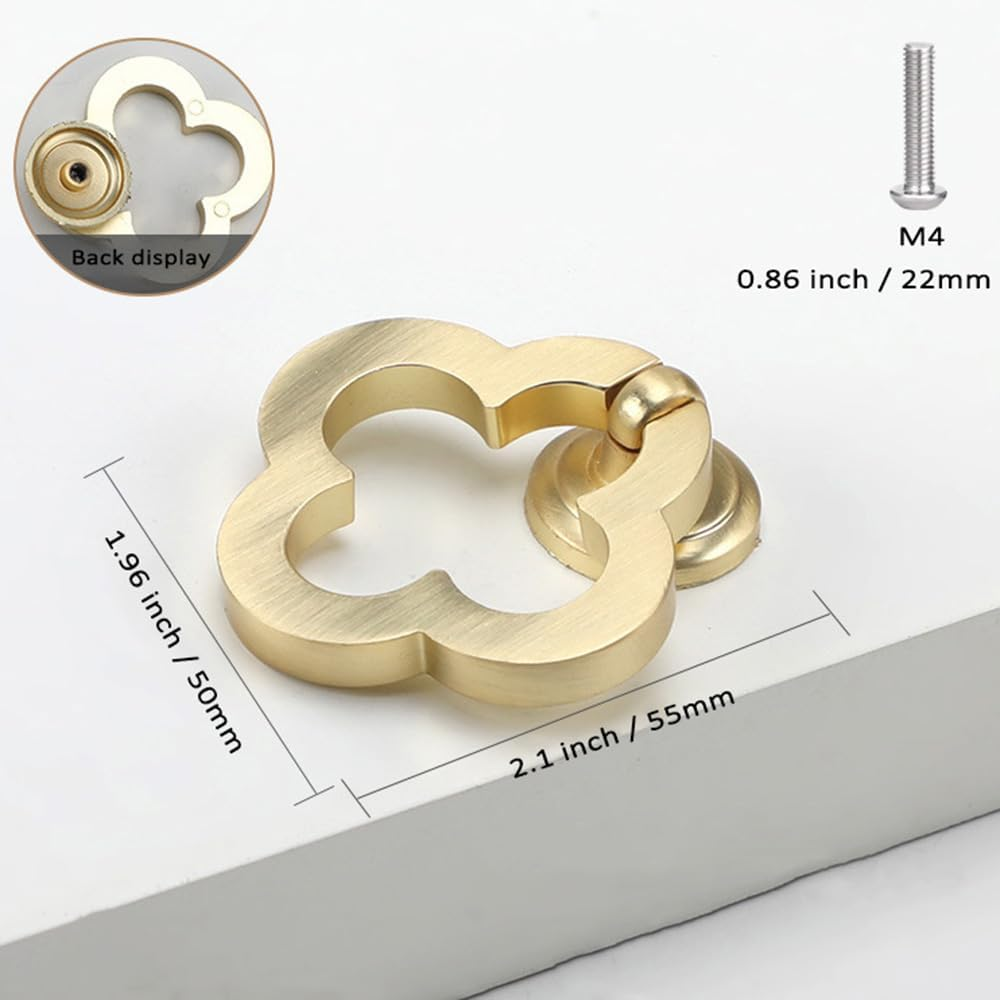 8 Pack Gold Cabinet Handles 2 Inch Drawer Knobs Zinc Alloy Single Hole Pulls and Knobs for Dresser 55Mm Brushed Gold Ring Cupboard Knobs for Drawers Cabinet Kitchen Bathroom image number 4