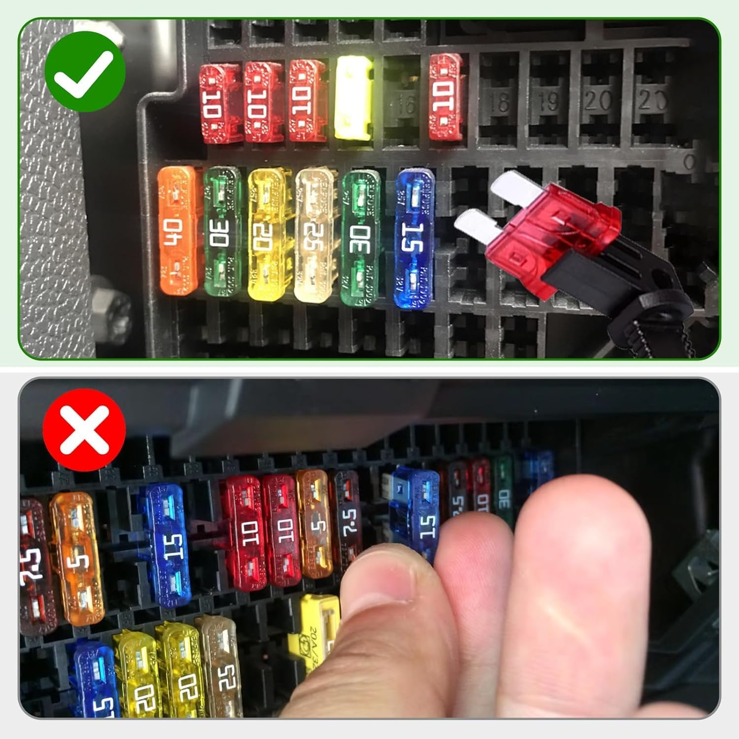 Wzenclave 8Pcs Fuse Puller Pliers Mini Fuse Extractor Pullers Mini Plastic Car Motorcycle Fuse Clip Removal Clip Replacement Tool Universal Automotive Car Puller Insertion and Removal Device image number 3