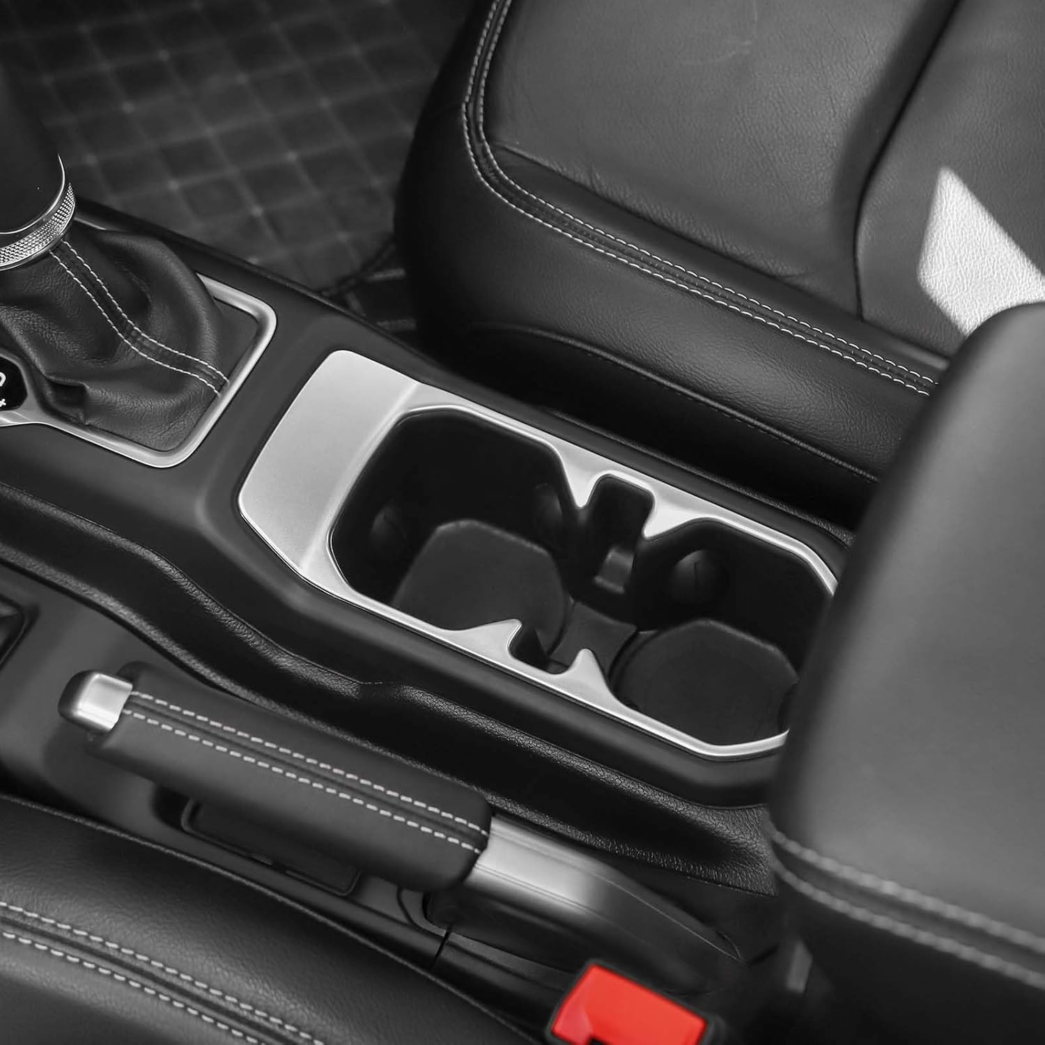 RT-TCZ for Wrangler JL Front Cup Holder Trim Silver for Jeep Wrangler JL JLU Gladiator JT 2018-2024 Silver Interior Accessories - Carbon Fiber image number 6