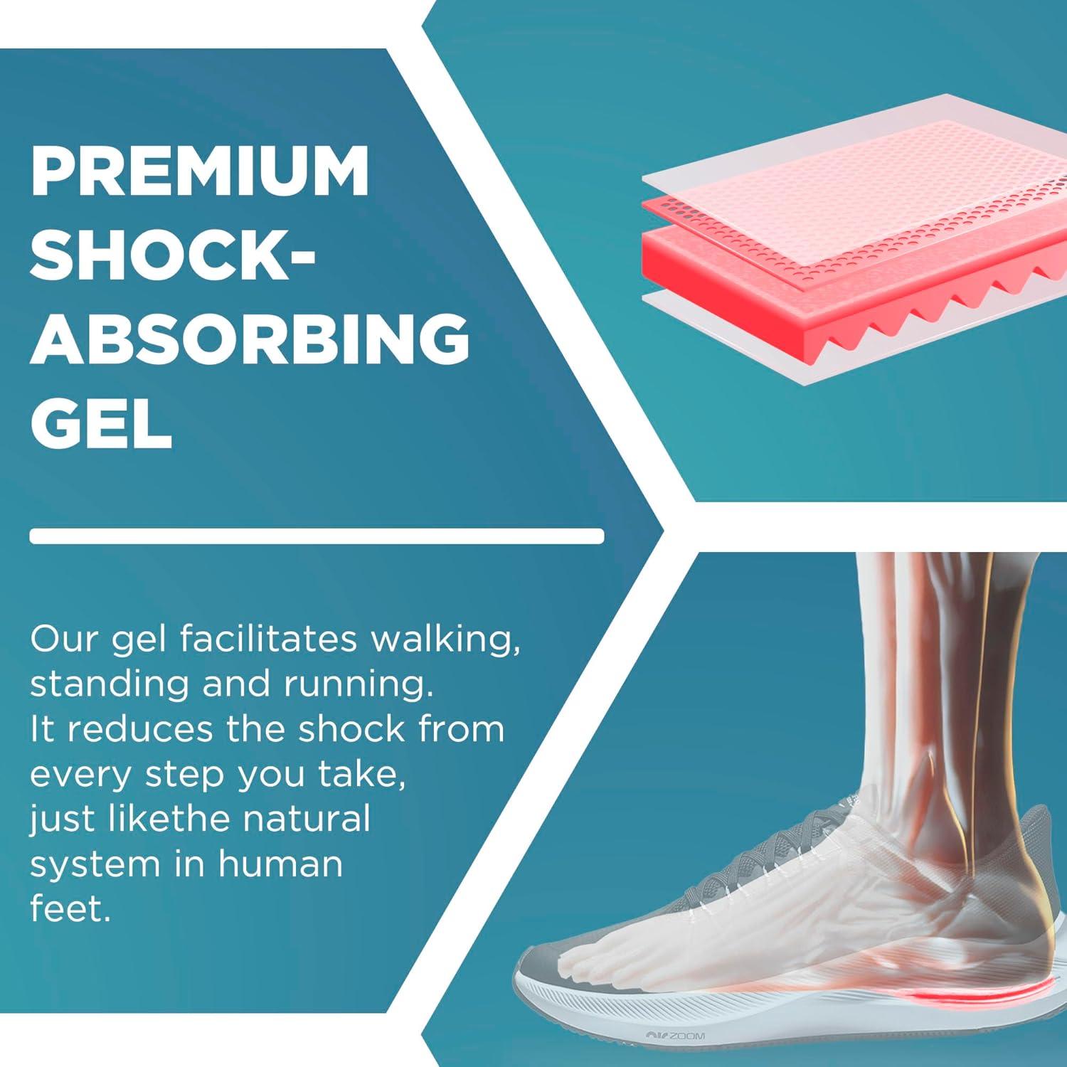 Gel Silicone Heel Cups/Pads, 3 Pairs - Red, Kids Size (Men 3.5-4, Women 5.5-6) image number 4