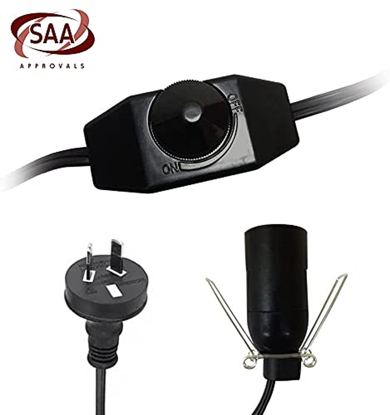 Salt Lamp Cord with 2 Free E14 Bulbs, Salt Lamp Power Cord Original Replacement with Dimmer Switch and Metal Clip, for All Himalayan Crystal Salt Rock Lamp - 1.8M Cable 240V SAA Standard image number 4