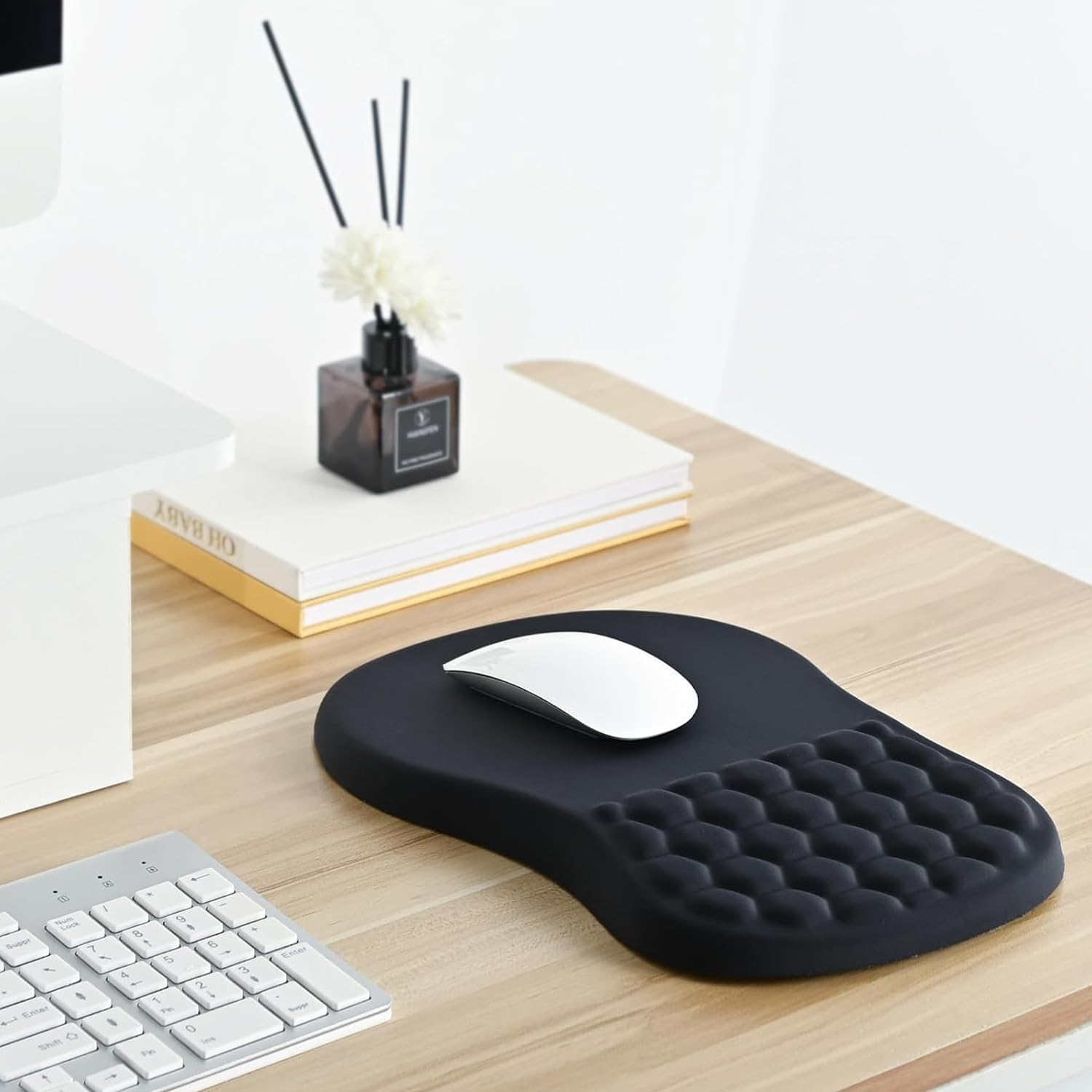 Mouse Pad Wrist Support, Ergonomic Mouse Pad with Wrist Rest, Comfortable Computer Mouse Pad for Laptop, Pain Relief Mousepad with Non-Slip PU Base for Wireless Mouse & Desk image number 1