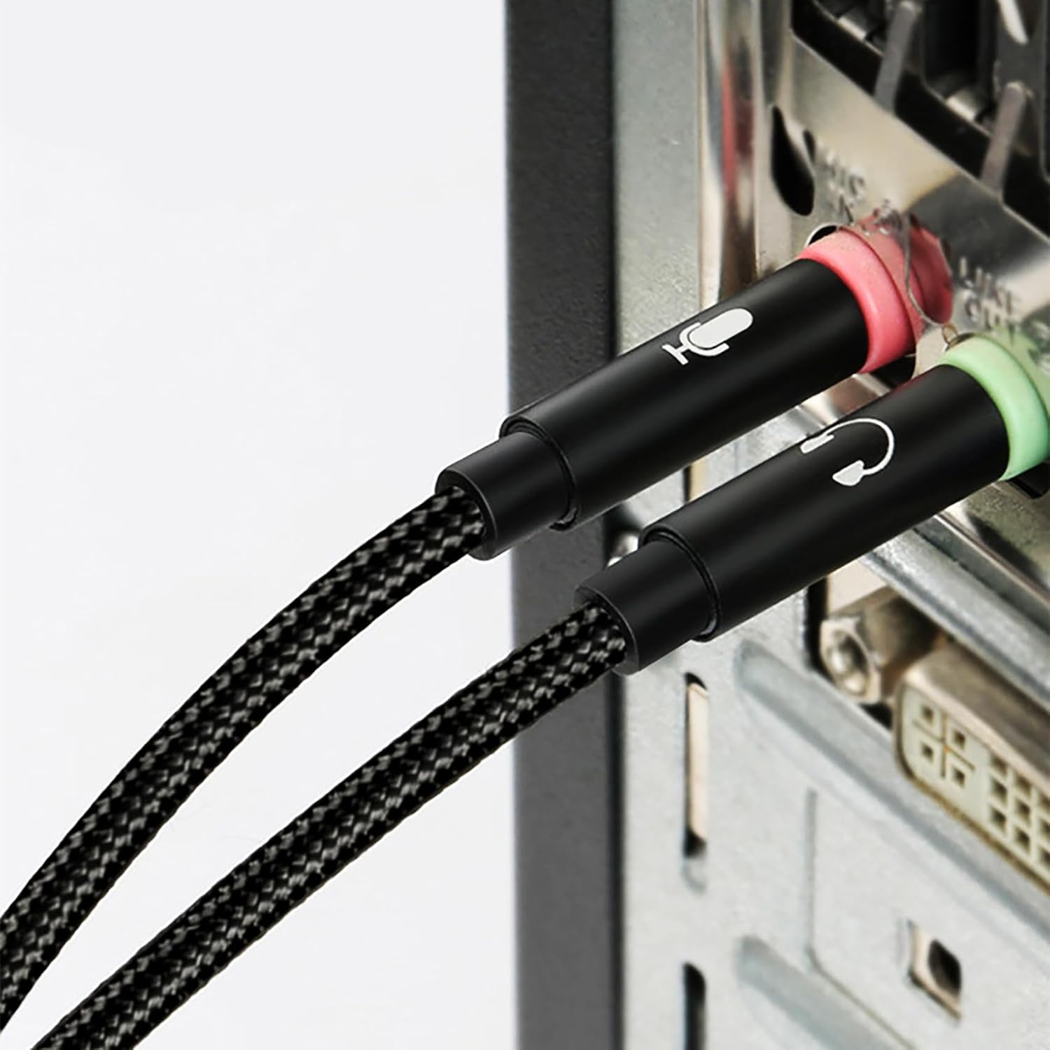 Tunghey 2Pack Headphone Splitter for Computer CTIA 3.5Mm TRRS Female to Dual TRS Male Mic Audio Jack Y Adapter Headset Splitter Cable for PC Laptop to Gaming Headset Black and White image number 4