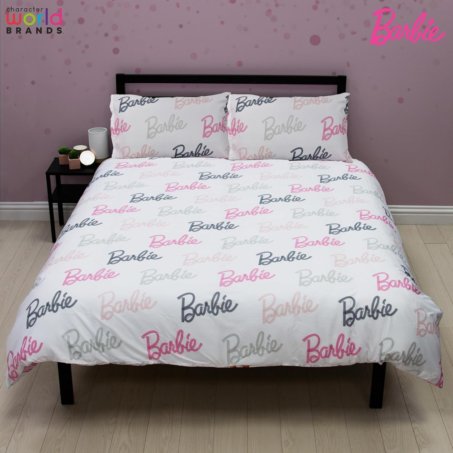 Character World Barbie Official Double Childs Duvet Cover Set | Figures Design Reversible 2 Sided Teens Bedding Including Matching Pillow Cases | Polyester Double Quilt Cover, Pink image number 4