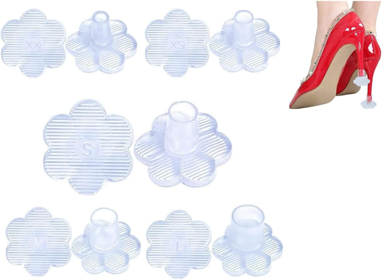 5 Pairs High Heel Protectors, for Shoes Women Soft Heel Covers Heel Repair Caps Covers,For Walking on Grass and Uneven Floor to Prevent Noise Non-Slip for Weddings Occasions (5 Sizes) image number 5