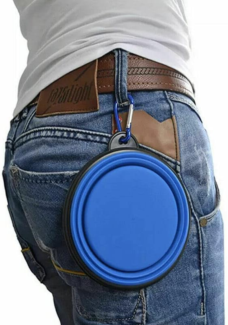 AIMALL Portable Foldable Pet Bowl Collapsible Silicone Food Water Feeder Dog Cat Cup, Easy to Carry for Outdoor Activities - Blue image number 4