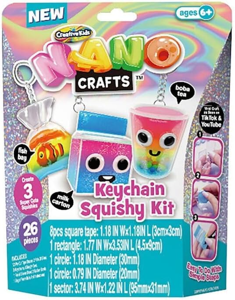 Nano Craft- Keychain Squishy Kit, Multi-Coloured Nano Tape Kit, Blowing Bubble Balloon, Craft Kit, Double Sided, Girls, Boys, Children and Adults, 26 Pieces image number 4