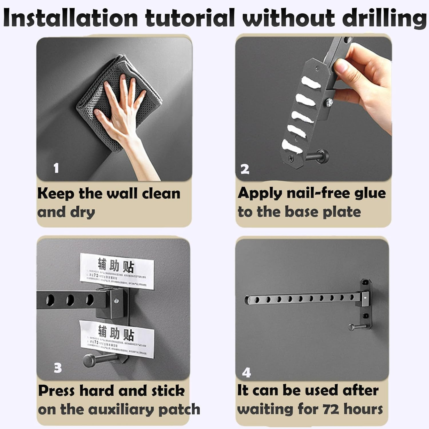 REGODI Foldable Wall Mounted Drying Rack for Laundry - Space Saving Clothes Hanger, Coat & Clothing Dryer, Heavy Duty & Easy Install, Dark Grey image number 4