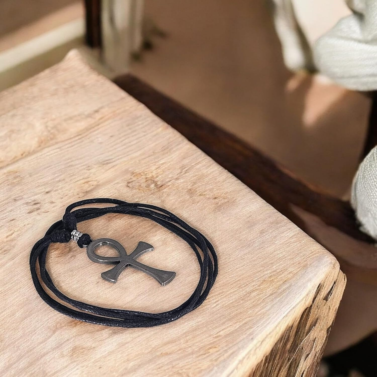 Bluerica Ankh Cross of Life on Adjustable Cord Necklace image number 5