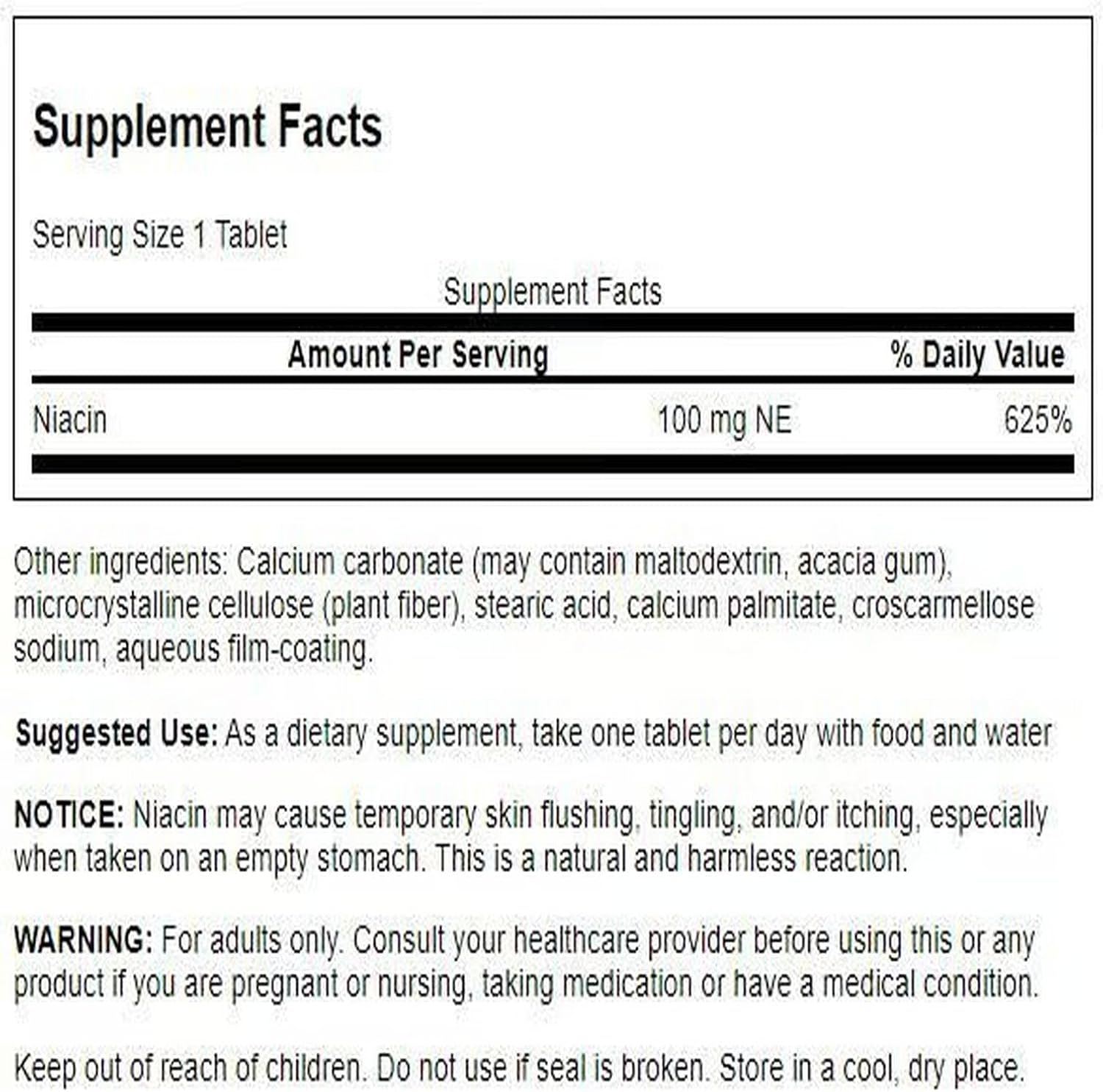Swanson Premium Niacin (Vitamin B-3)100Mg 250 Tablets image number 1