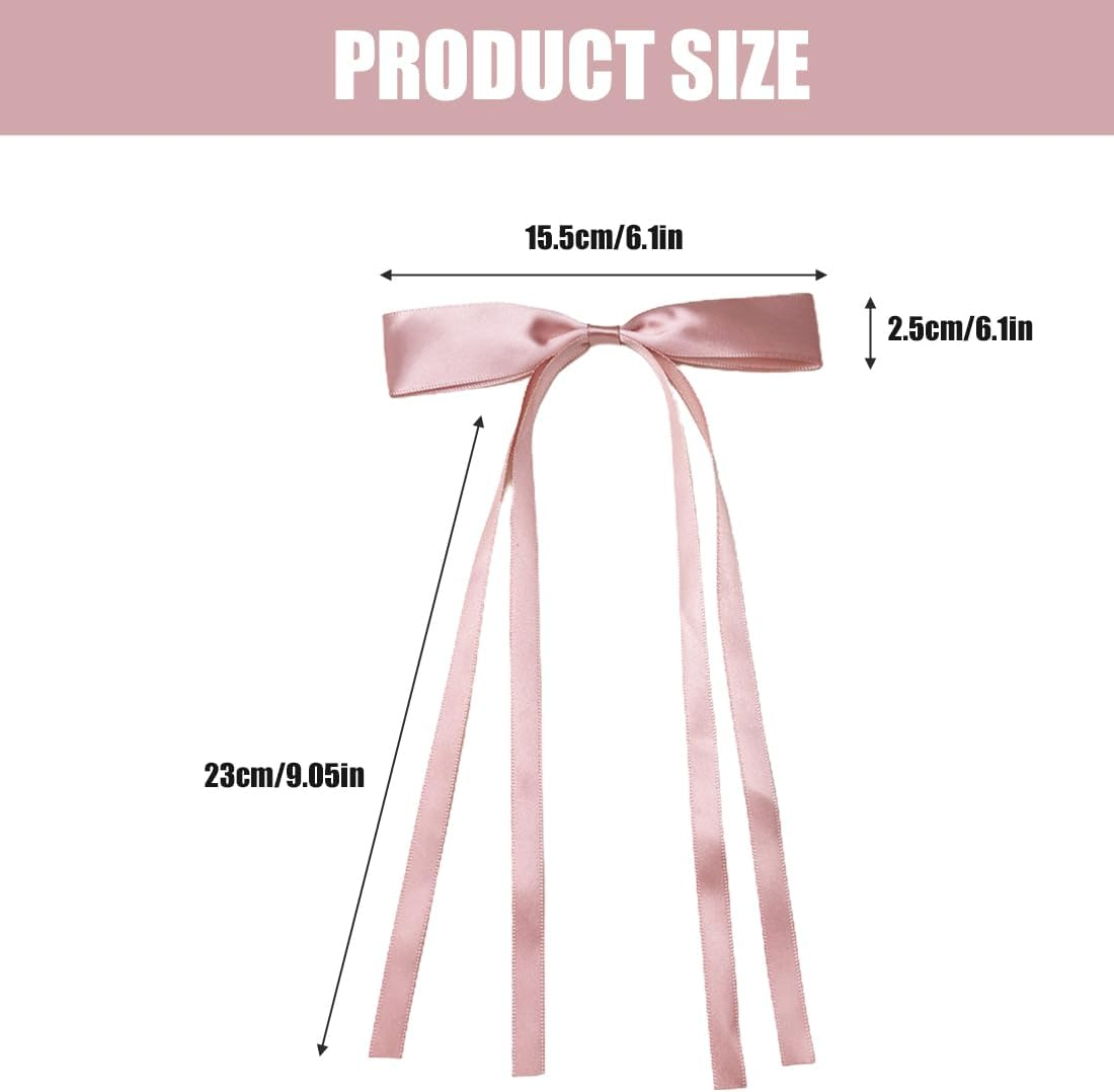 Weddhuis 6 Pieces Hair Bow for Women Hair Clip Hair Band Ponytail Holder Metal Clips Silky Satin Hair Bows image number 3