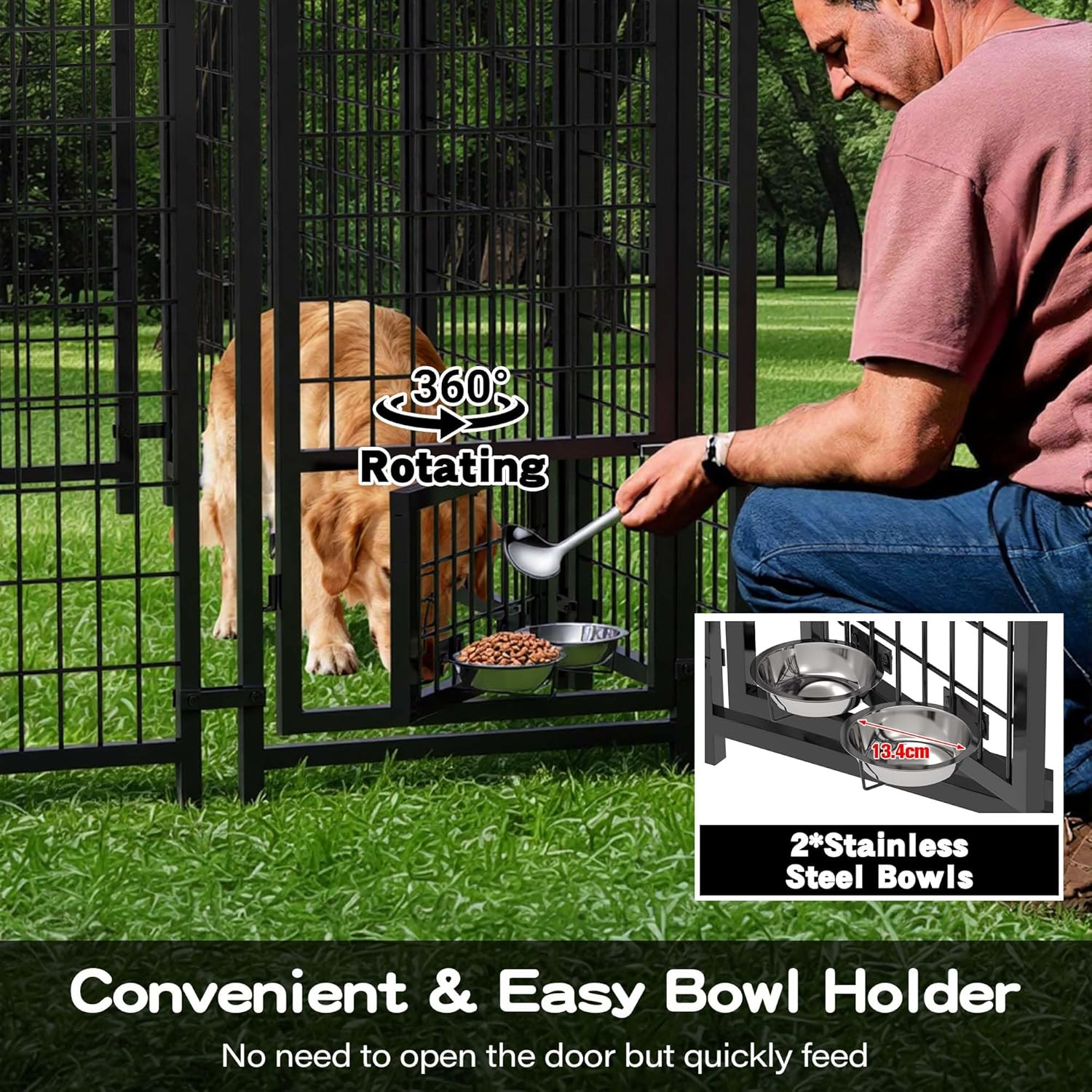 Advwin Outdoor Dog Enclosure, Heavy Duty Dog Kennel House Mesh Dog Big Cage, Pet Kennel Steel Fence with Secure Lock and Uv-Resistant Waterproof Roof Cover for outside (240X130X175Cm) image number 1