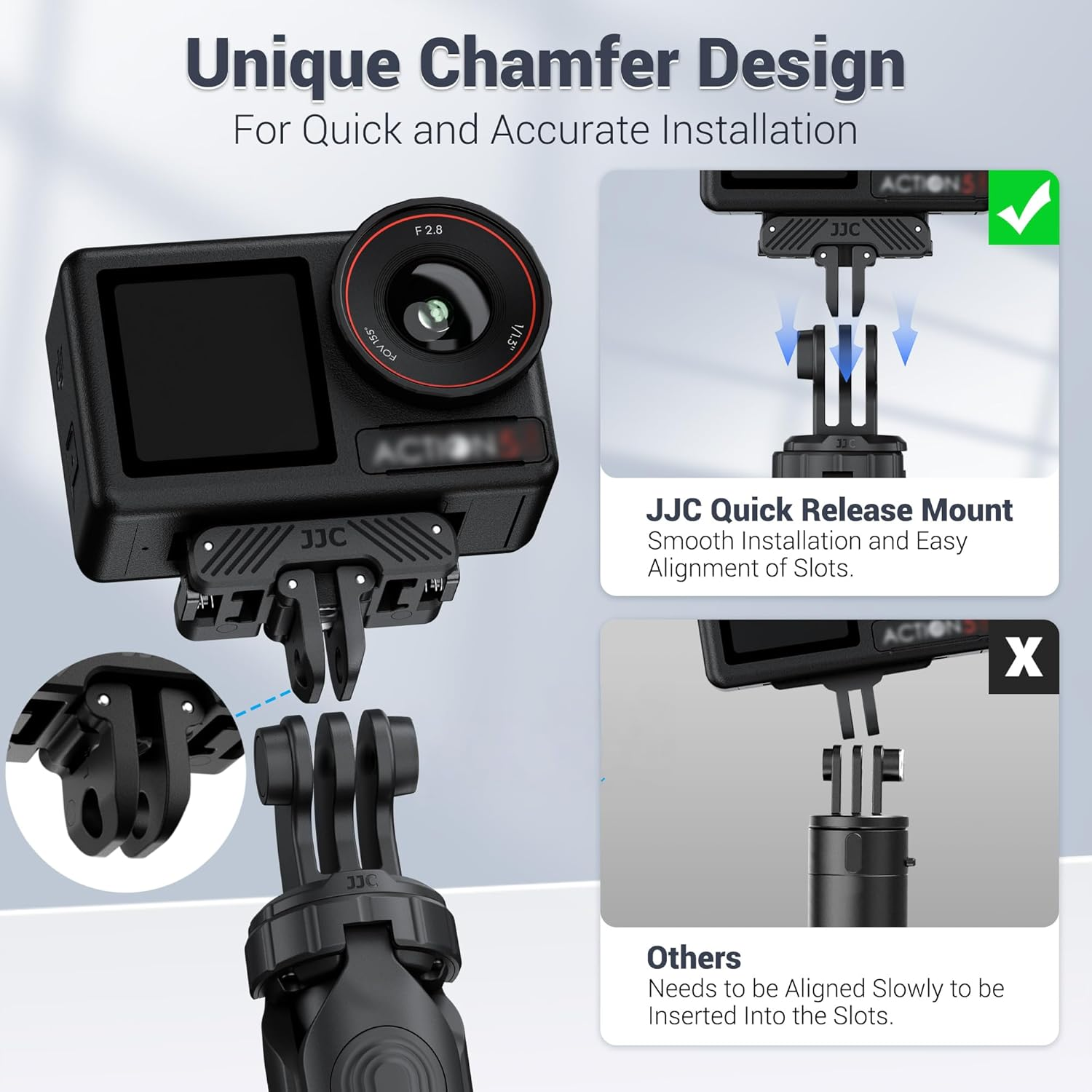 JJC Magnetic Quick Release Adapter for DJI OSMO Action 5 Pro 4 3, with 1/4&rsquo;&lsquo;-20 Screw Hole & Folding Action Camera Extension Adapter Claw Ports Compatible with Action5 Pro 4 3, OSMO 360 image number 6