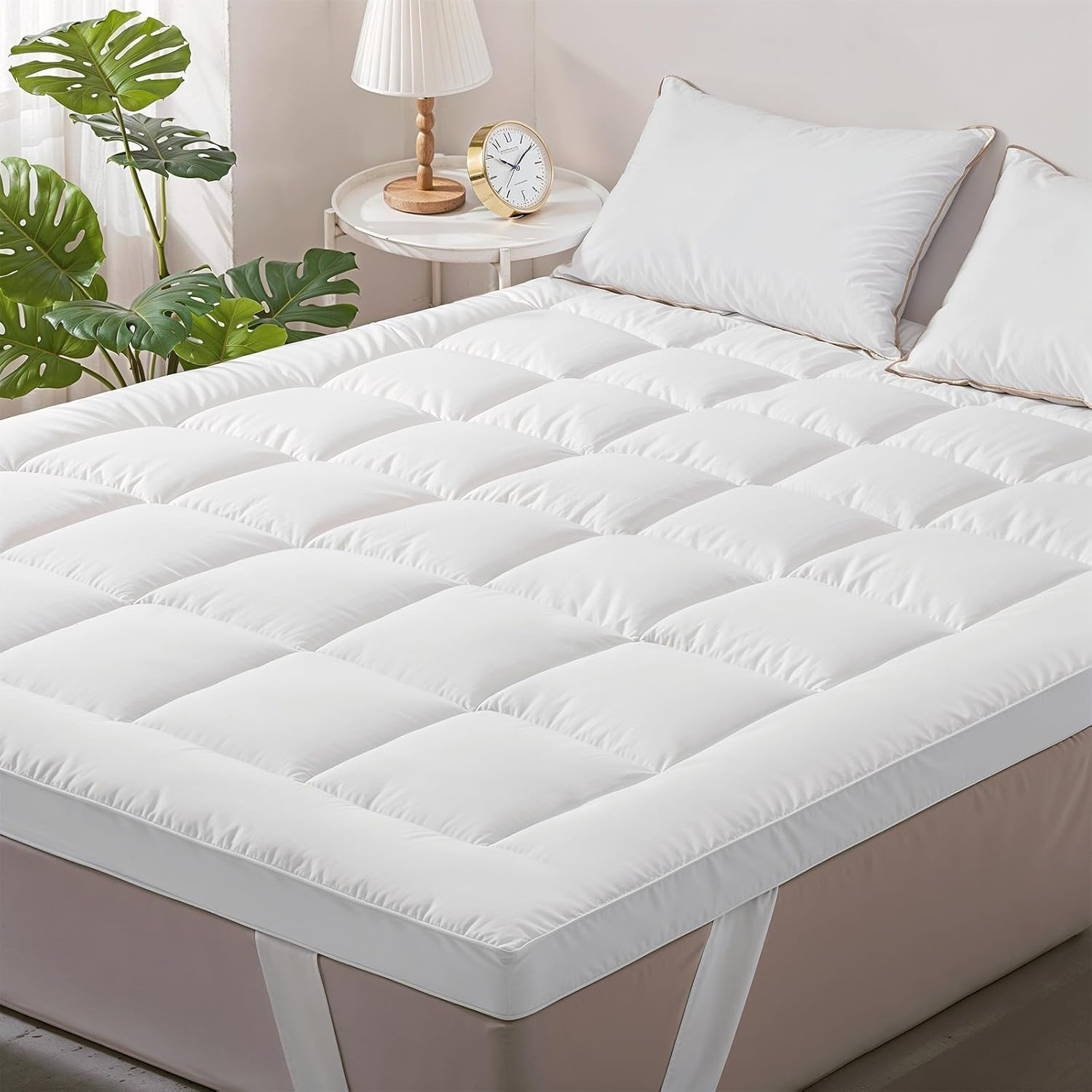 ZOUK Super King Mattress Topper &ndash; 10Cm Thick, Quilted & Extra Deep &ndash; Ultra Soft & Breathable Microfiber Mattress Topper Super Kingsize Bed with Secure Elastic Straps image number 2