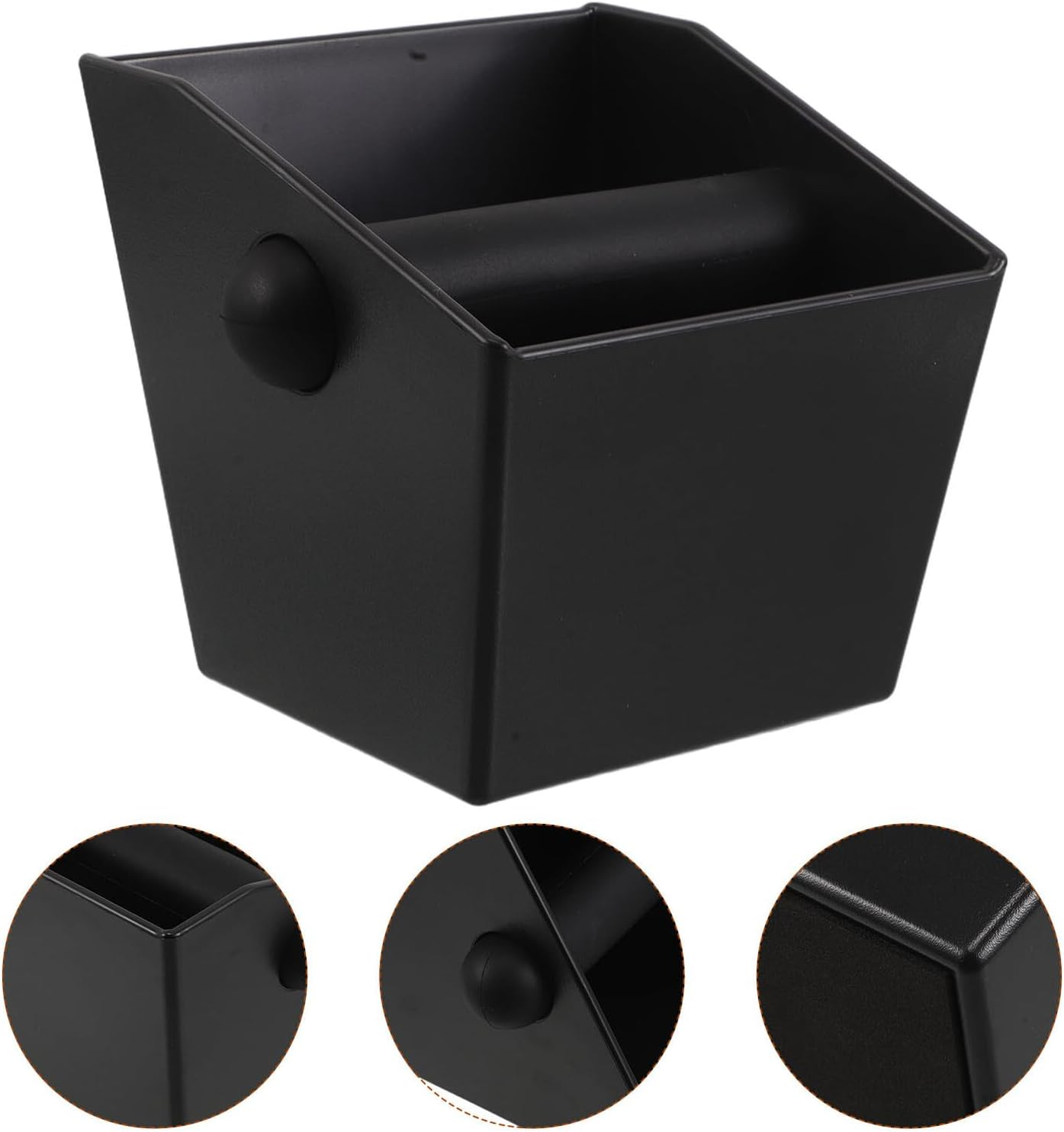DONFAMDS Espresso Coffee Knock Box Black Square Coffee Grounds Bin Removable Knock Bar Non-Slip Base Waste Disposal image number 2