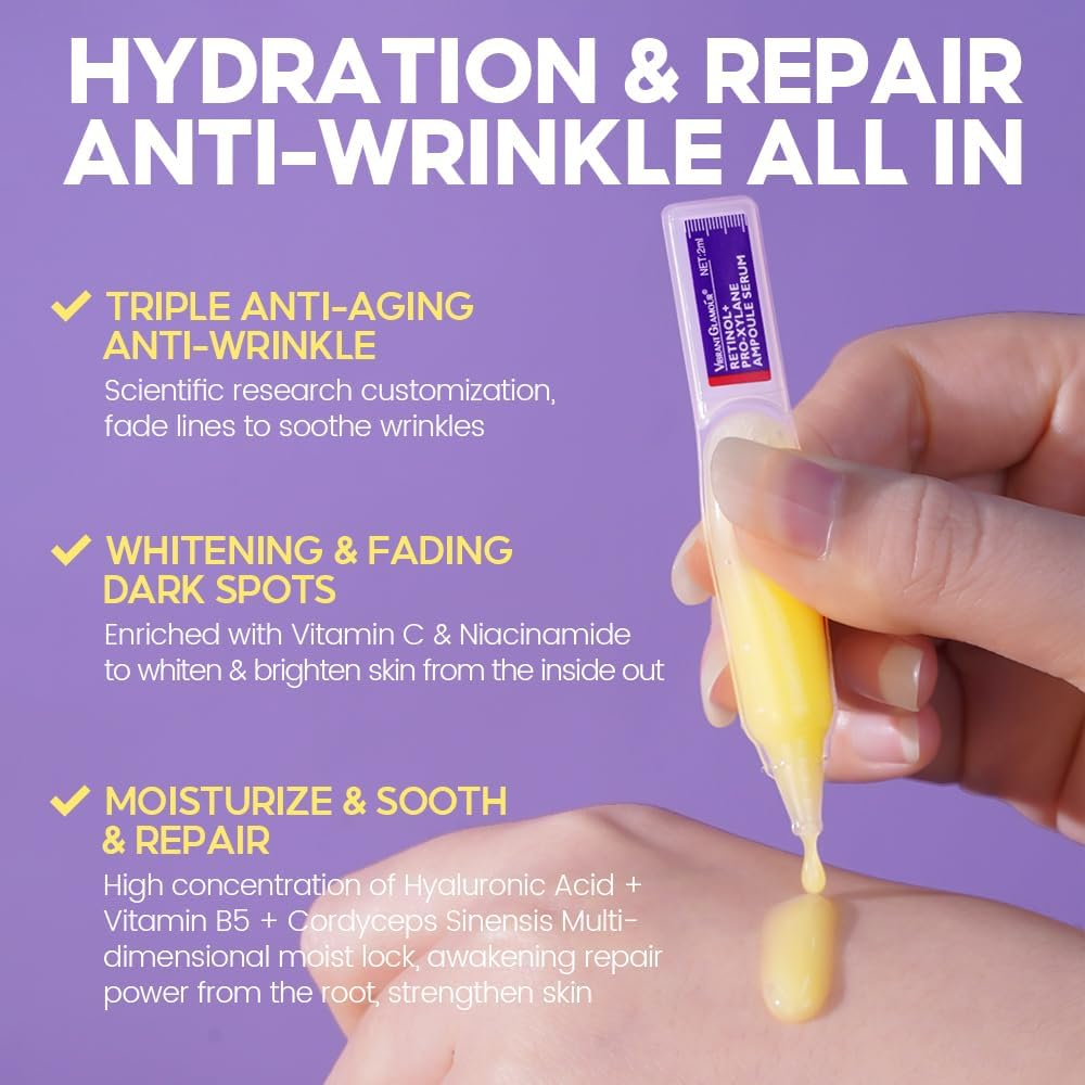 1.2% Retinol Serum Ultra-Hydrating Single-Use Vials 15 Pcs/Anti-Aging & Anti-Wrinkle,With Pro-Xylane, Niacinamide,Hyaluronic Acid,Copper Peptide for a Youthful, Hydrated, and Radiant Complexion image number 3